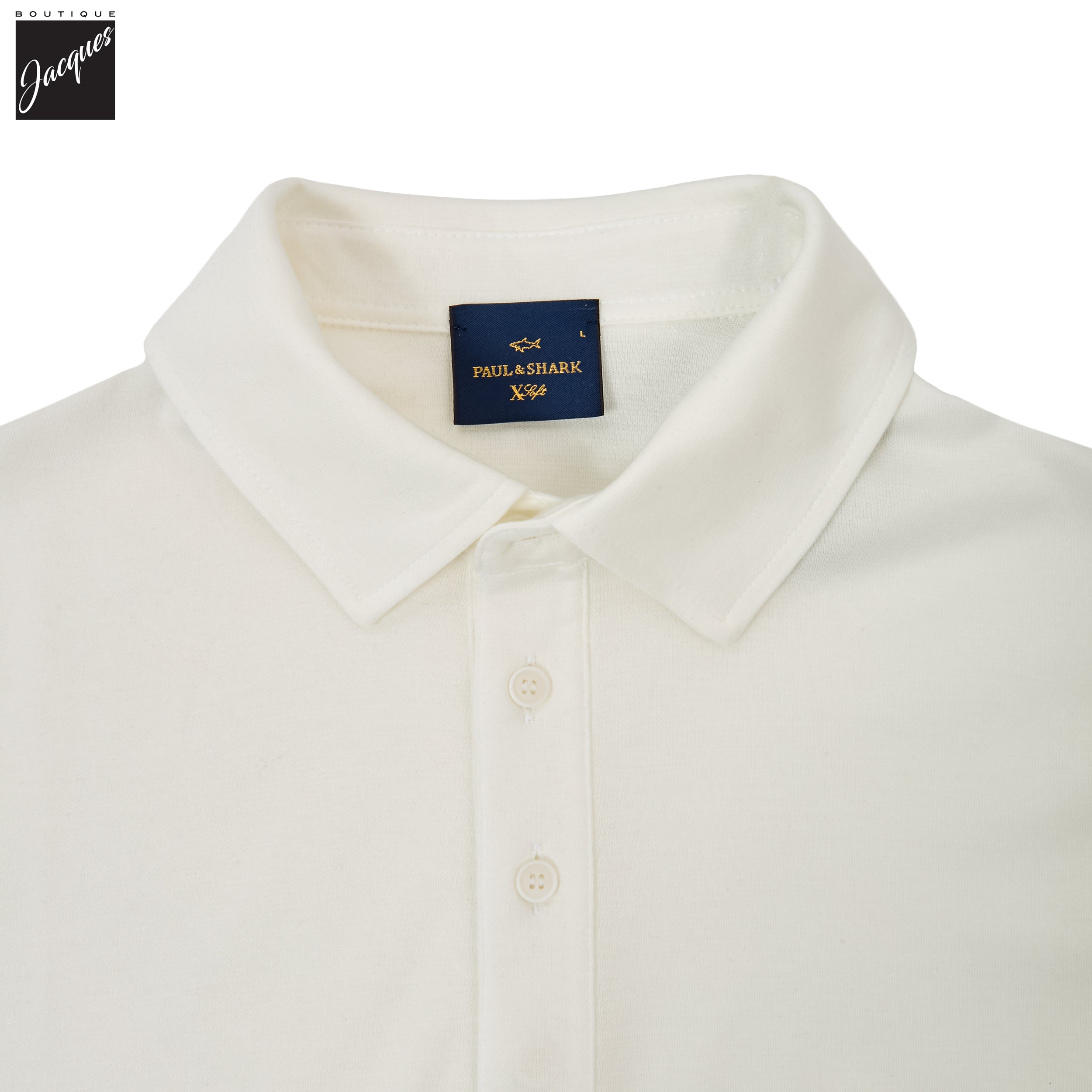 White XSoft Cotton-Lyocell Interlock Polo Shirt - Paul & Shark - Boutique Jacques International