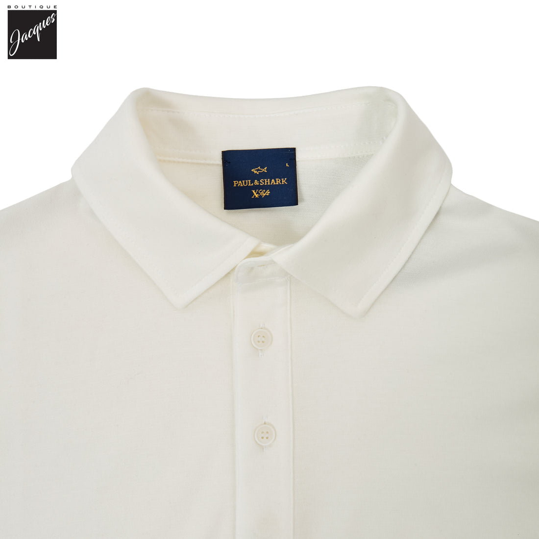 White XSoft Cotton-Lyocell Interlock Polo Shirt - Paul & Shark - Boutique Jacques International