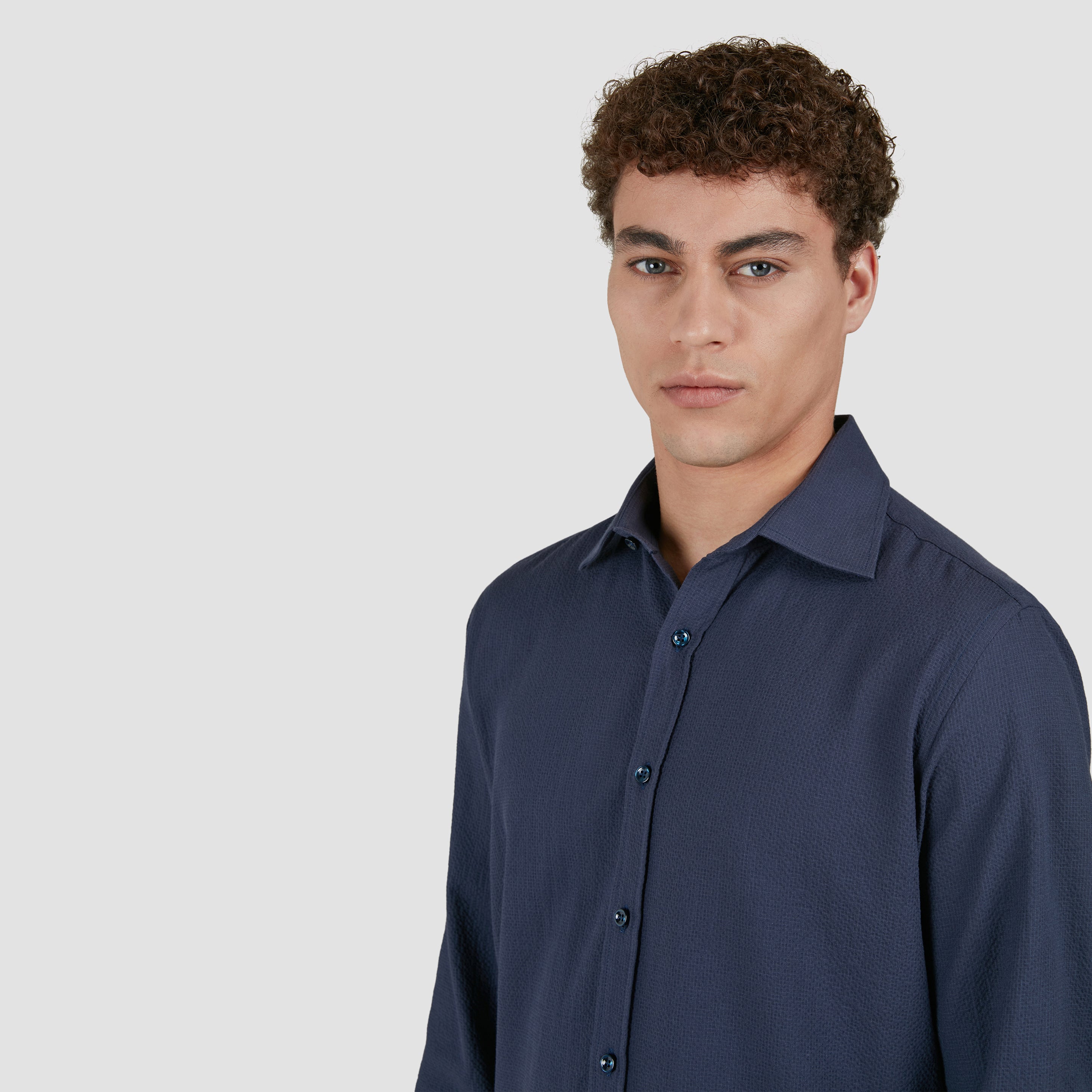 Navy Seersucker Cotton Stretch Dress Shirt - Paul & Shark