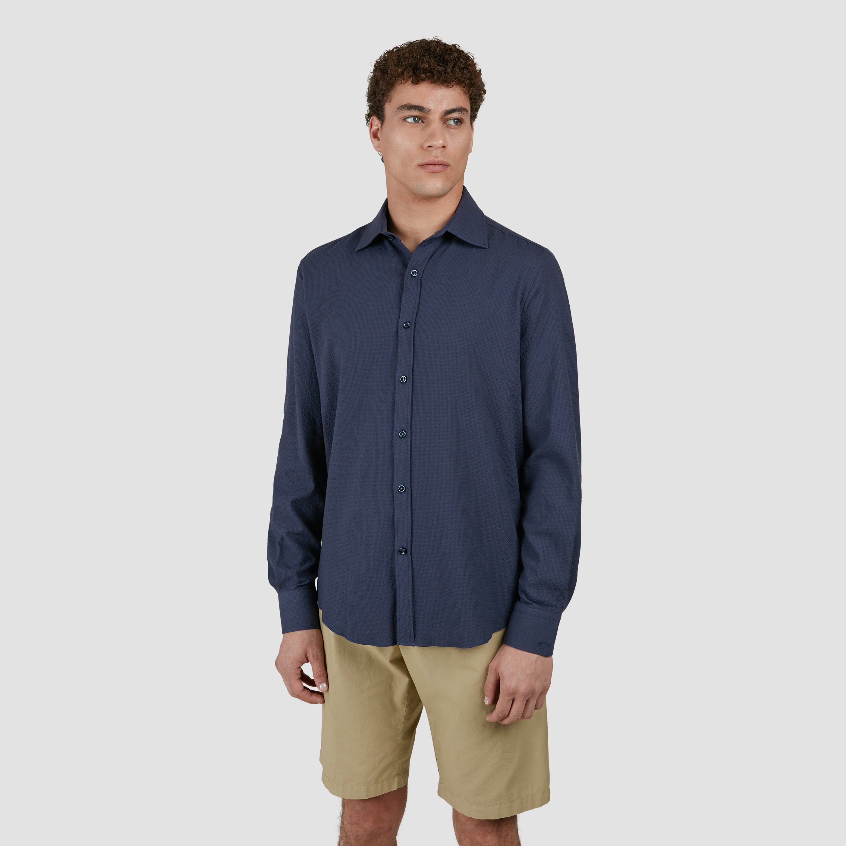 Navy Seersucker Cotton Stretch Dress Shirt - Paul & Shark