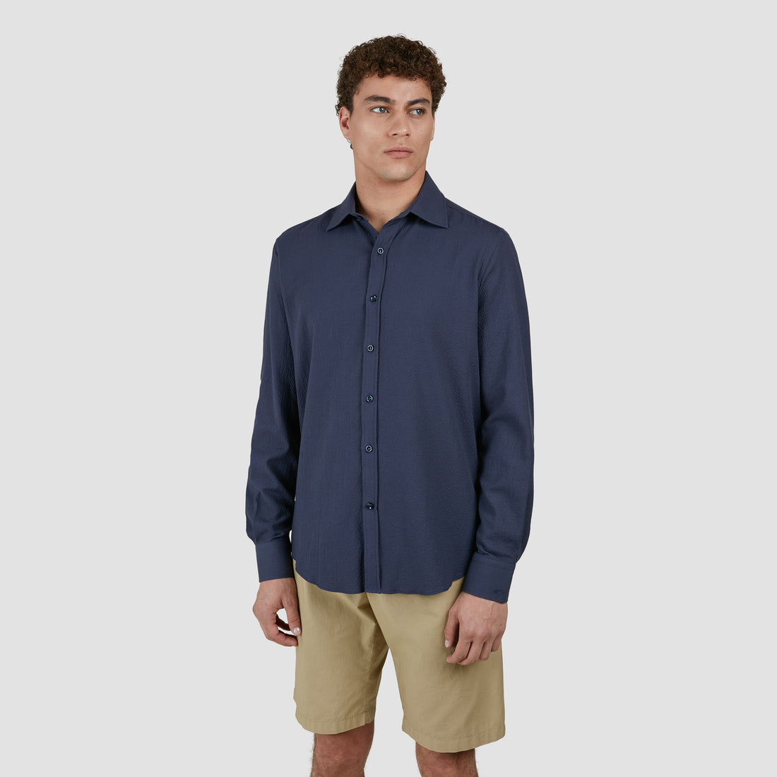 Navy Seersucker Cotton Stretch Dress Shirt - Paul & Shark