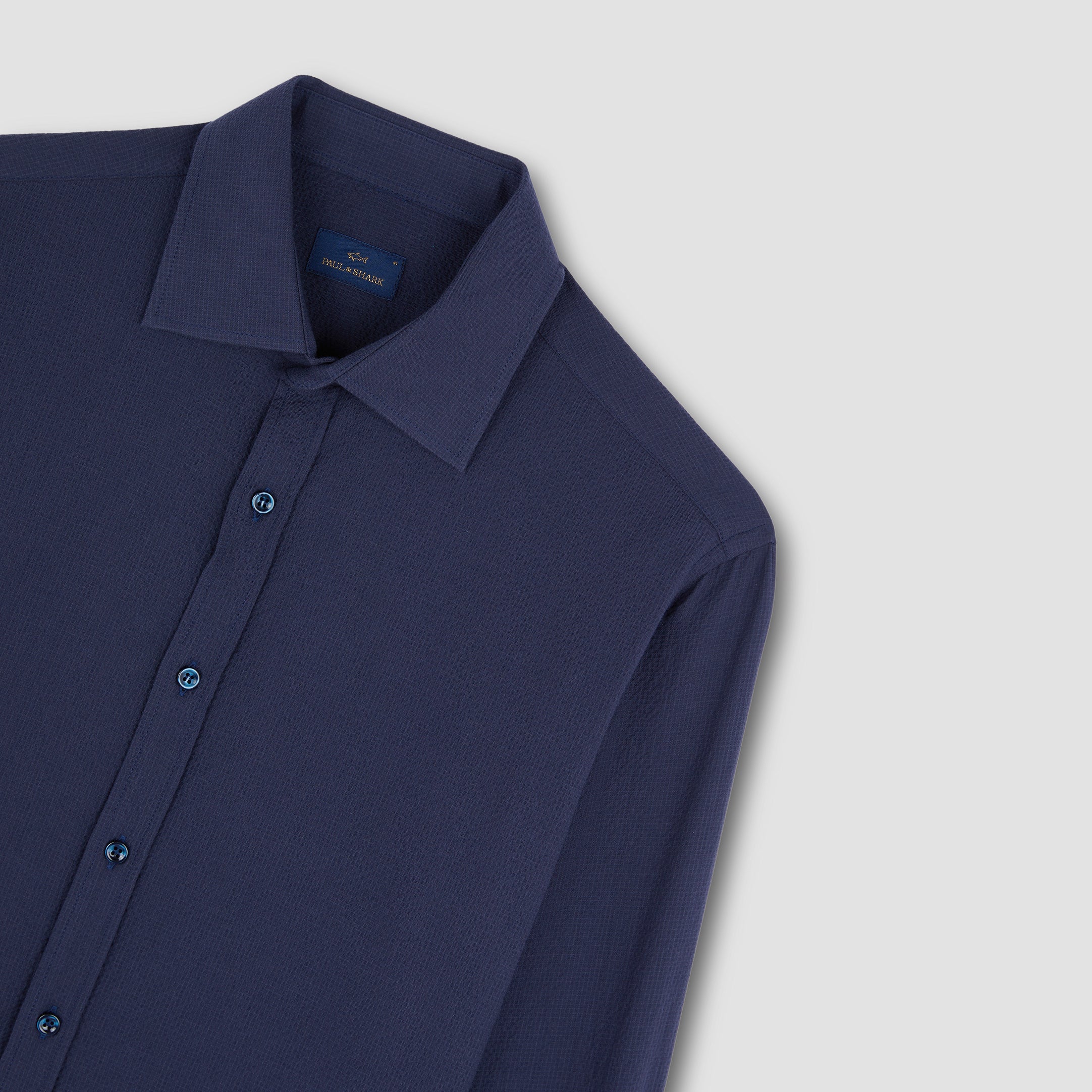Navy Seersucker Cotton Stretch Dress Shirt - Paul & Shark