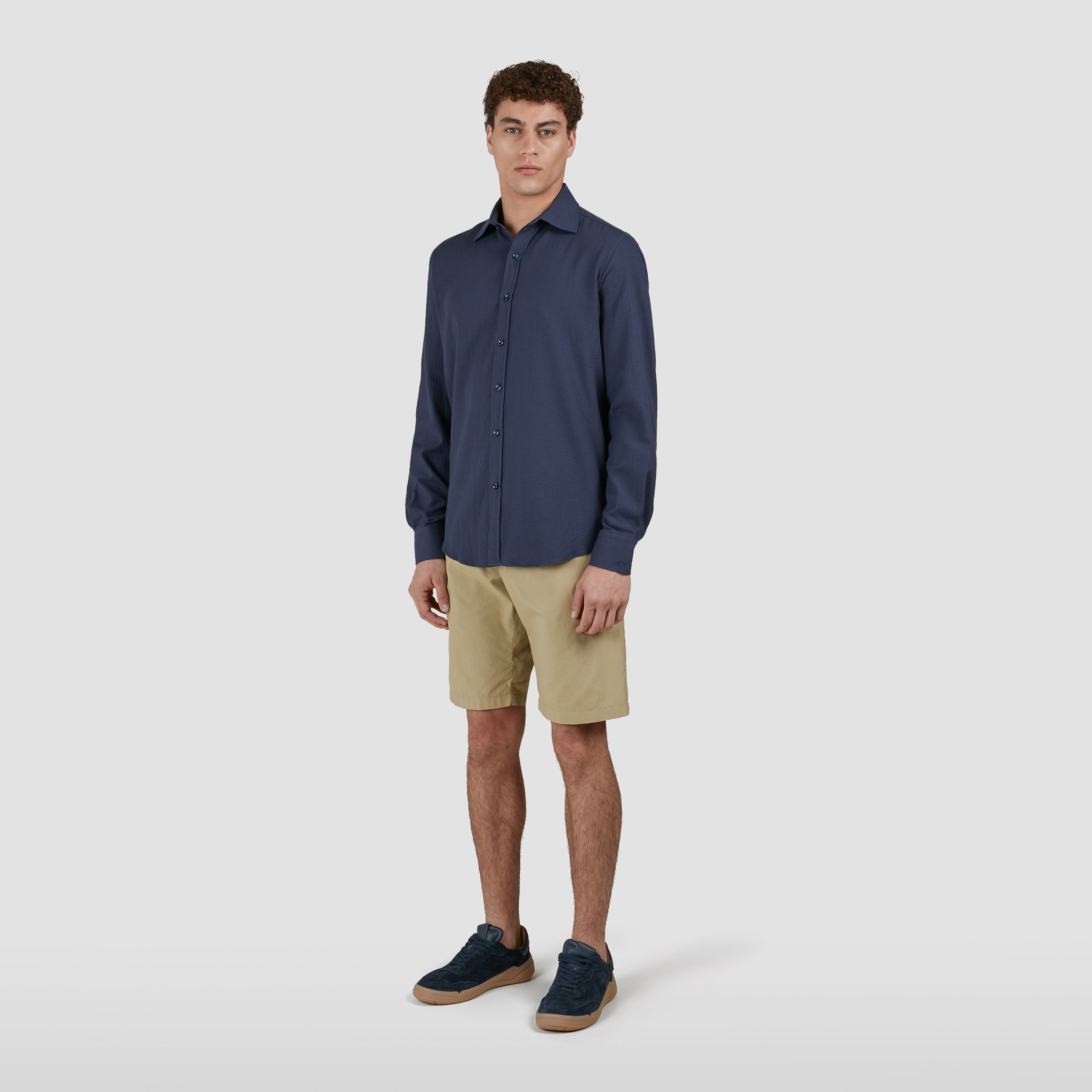 Navy Seersucker Cotton Stretch Dress Shirt - Paul & Shark