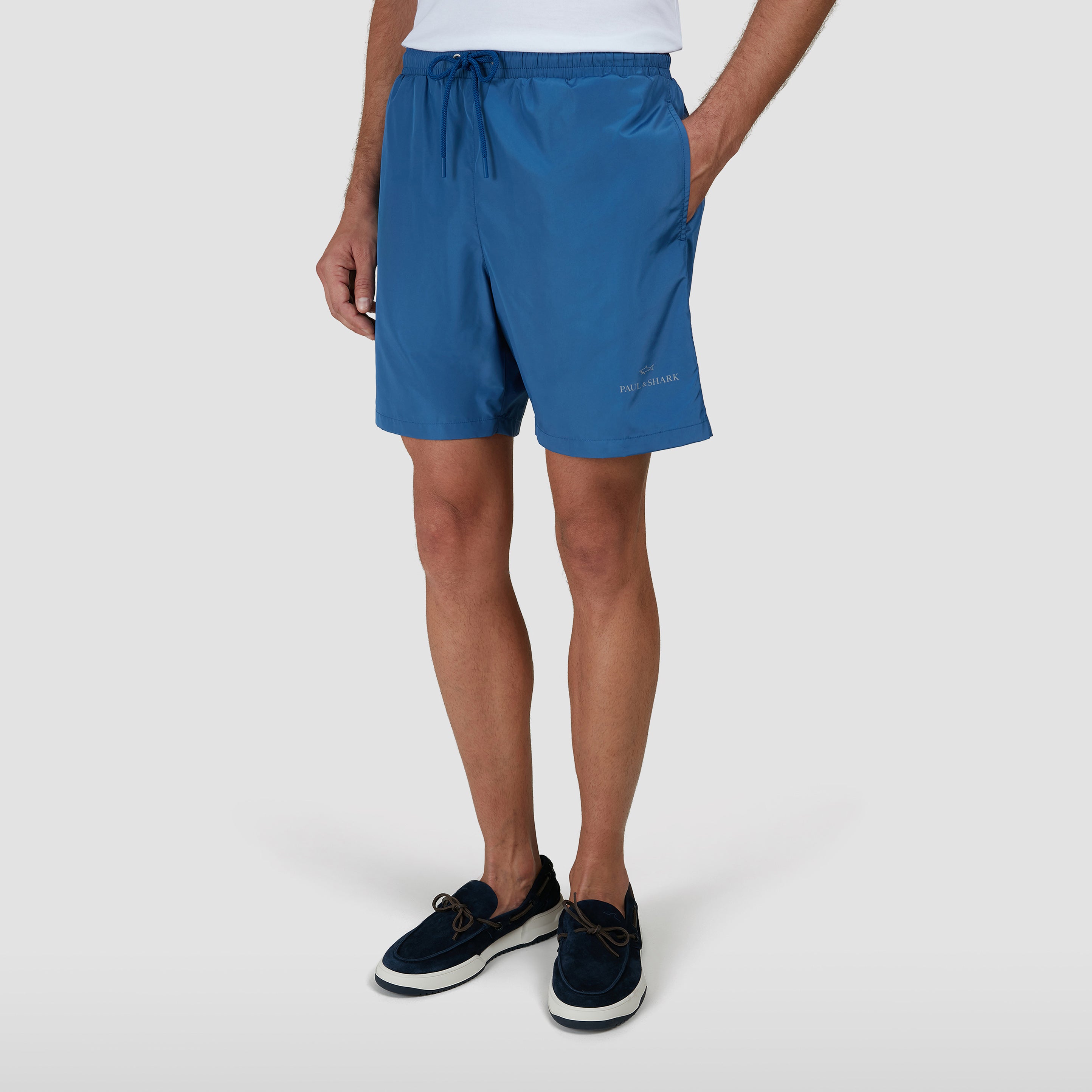 Airforce Blue Swim Shorts with Reflective Logo - Paul & Shark