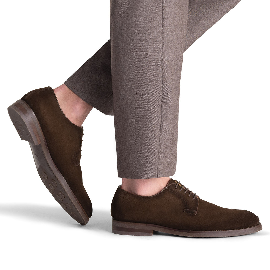 Dark Brown Suede Plain Toe Lanai Derby Shoe - Magnanni