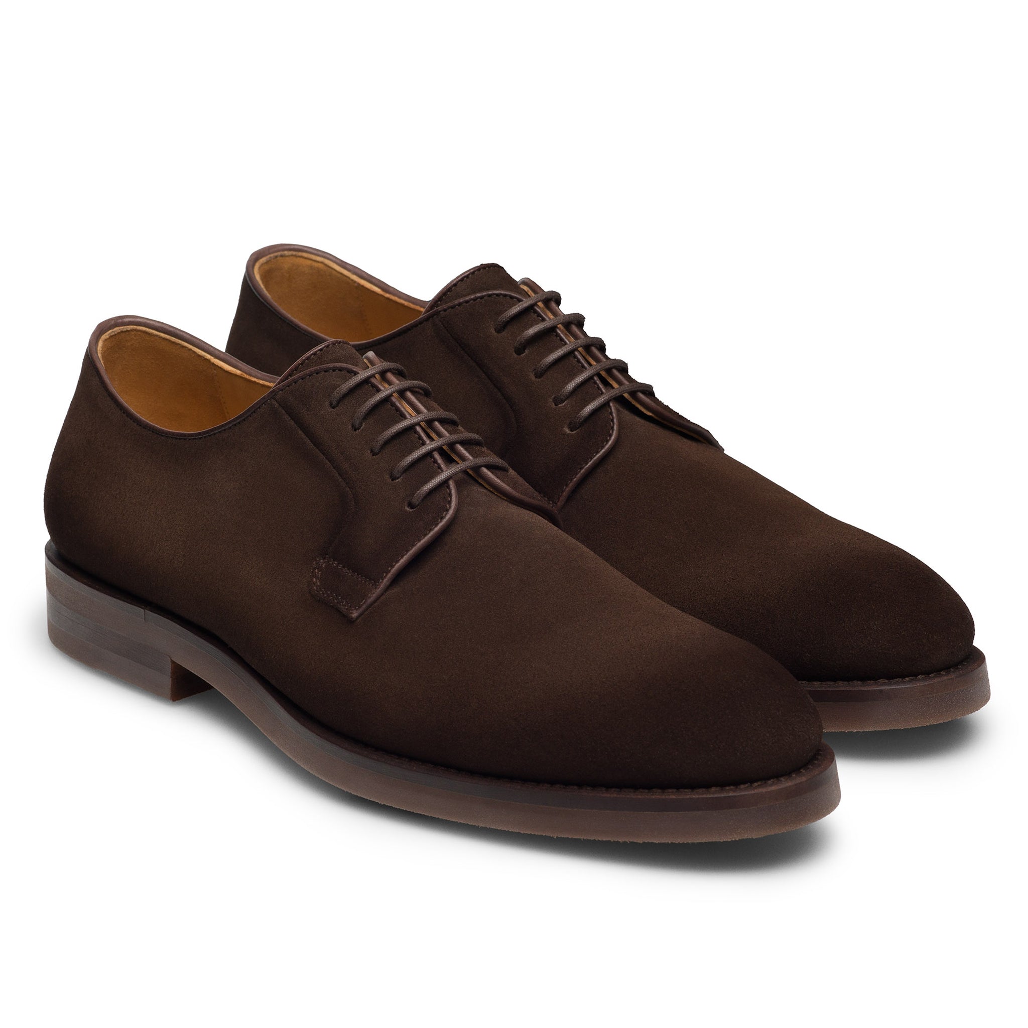 Dark Brown Suede Plain Toe Lanai Derby Shoe - Magnanni