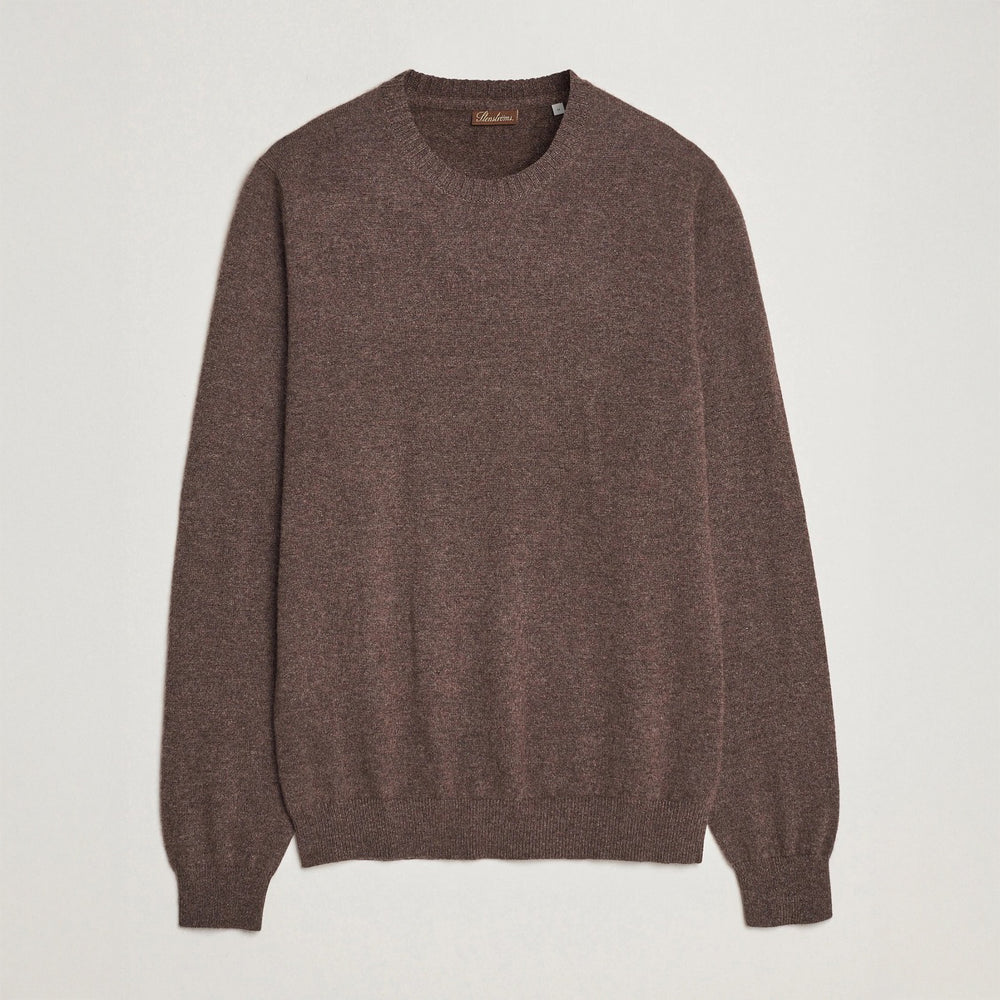 Chocolate Brown Cashmere Knit Crew Neck Sweater - Stenströms