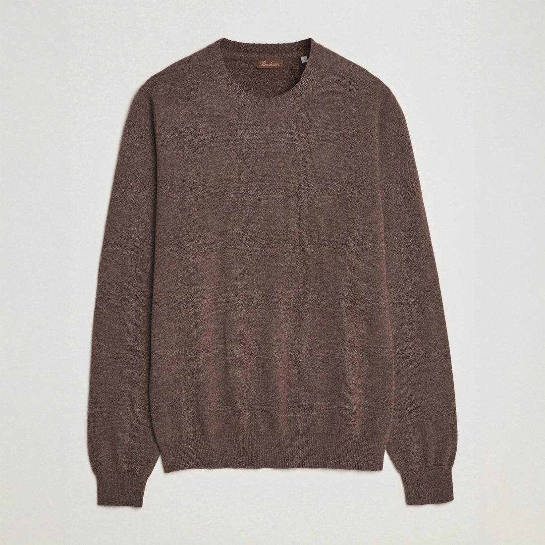 Chocolate Brown Cashmere Knit Crew Neck Sweater - Stenströms