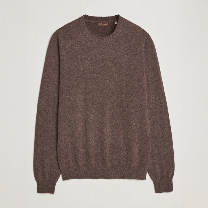 Chocolate Brown Cashmere Knit Crew Neck Sweater - Stenströms