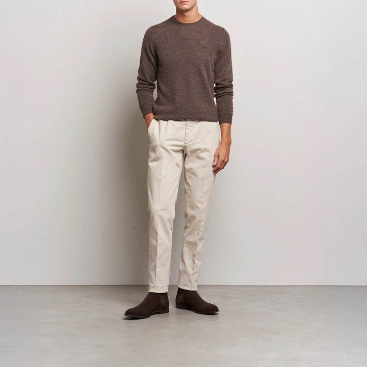 Chocolate Brown Cashmere Knit Crew Neck Sweater - Stenströms