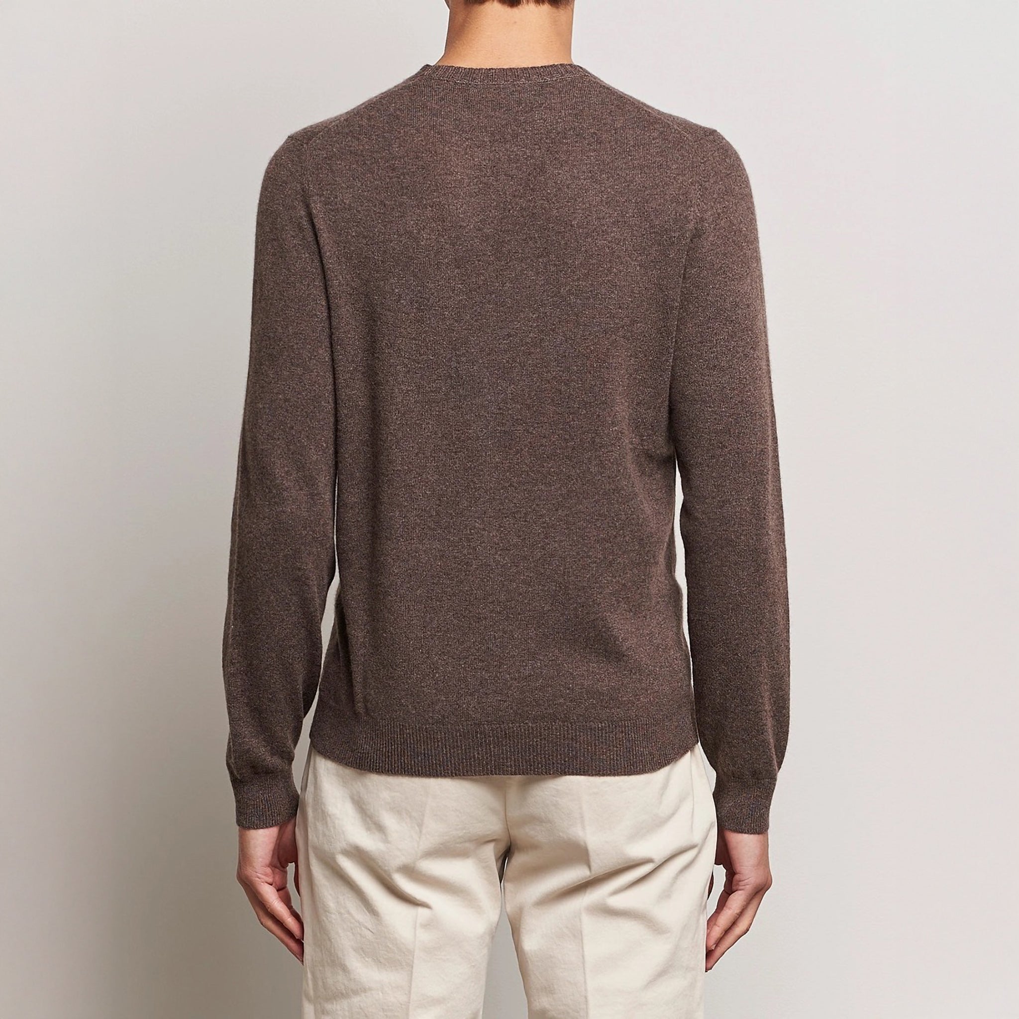 Chocolate Brown Cashmere Knit Crew Neck Sweater - Stenströms