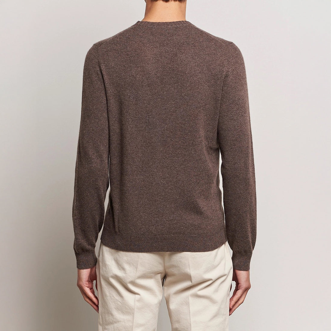 Chocolate Brown Cashmere Knit Crew Neck Sweater - Stenströms