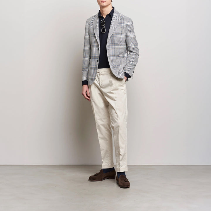 Blue Prince of Wales Cotton Contemporary Fit Sport Jacket - L.B.M 1911