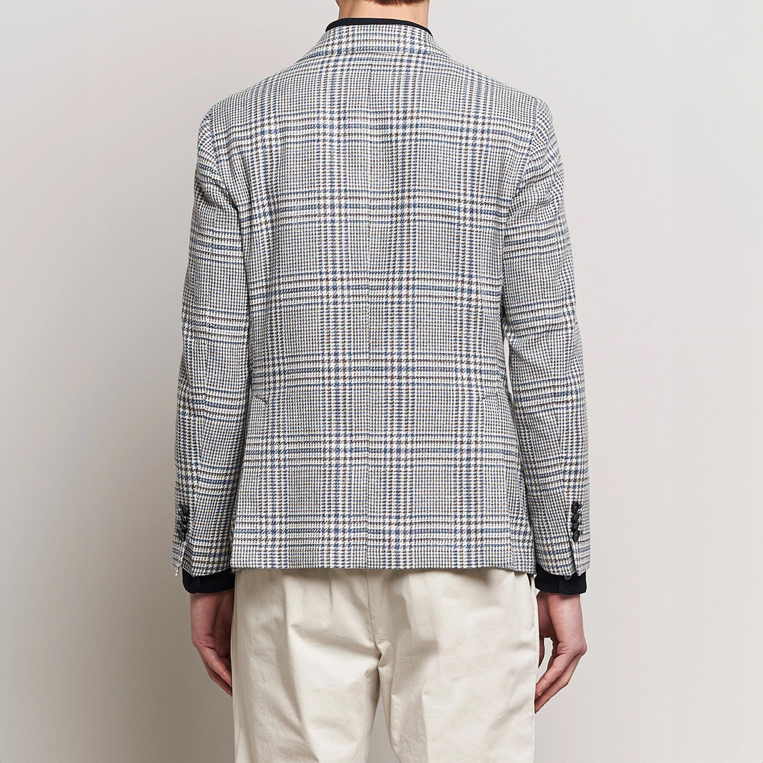 Blue Prince of Wales Cotton Contemporary Fit Sport Jacket - L.B.M 1911