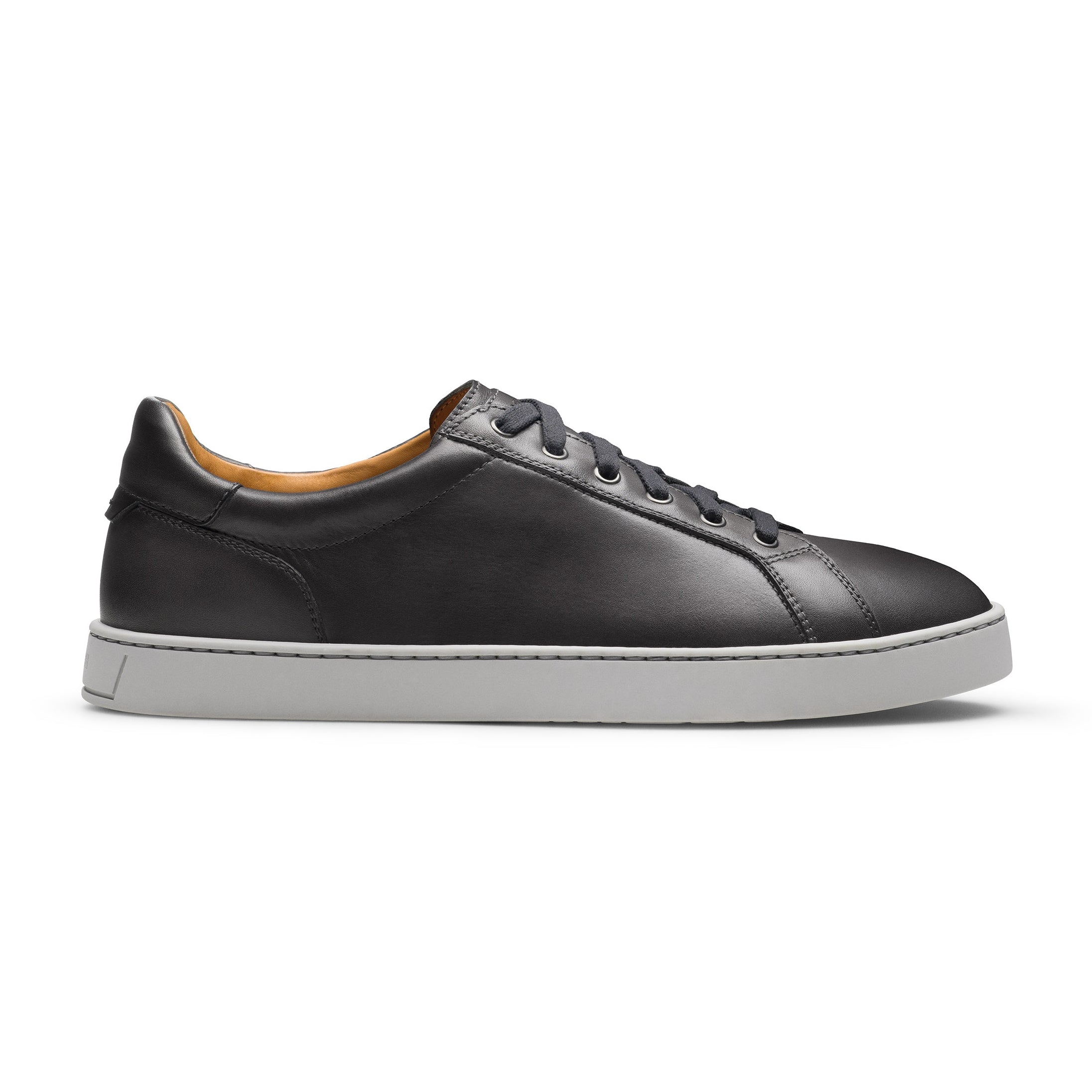 Gray Cote Lo Leather Stretch-Lace Slip On Sneakers - Magnanni