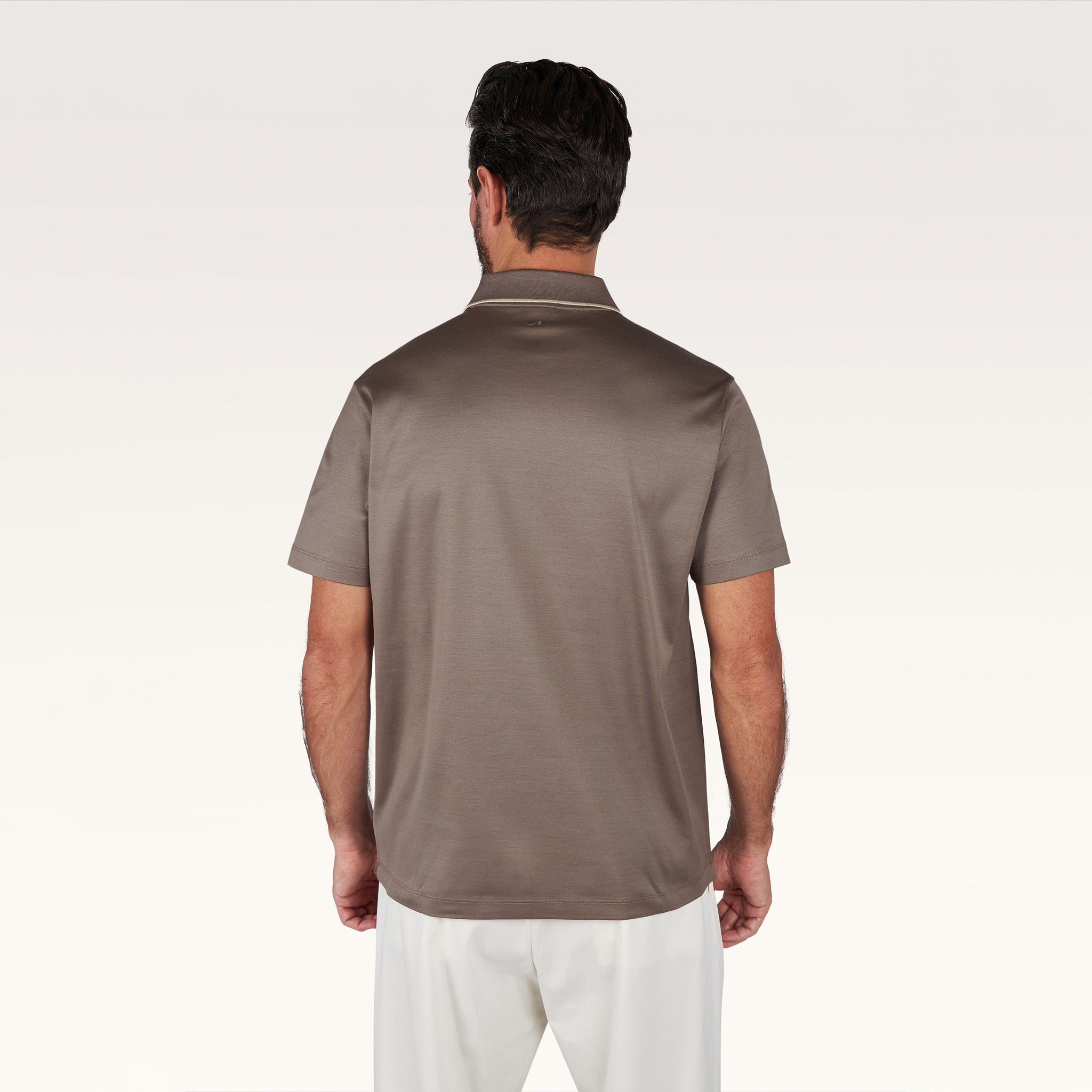 Brown Aqua Touch Knitted Cotton Polo Shirt w/ Striped Details - Paul & Shark - Boutique Jacques International