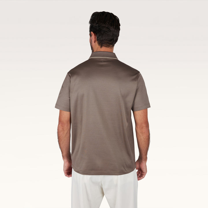 Brown Aqua Touch Knitted Cotton Polo Shirt w/ Striped Details - Paul & Shark - Boutique Jacques International