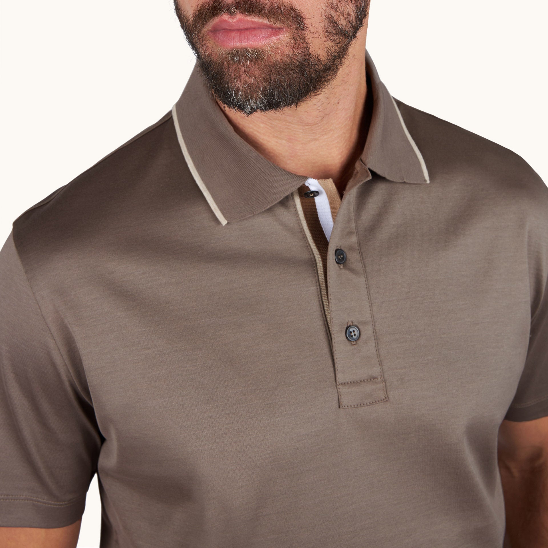 Brown Aqua Touch Knitted Cotton Polo Shirt w/ Striped Details - Paul & Shark - Boutique Jacques International