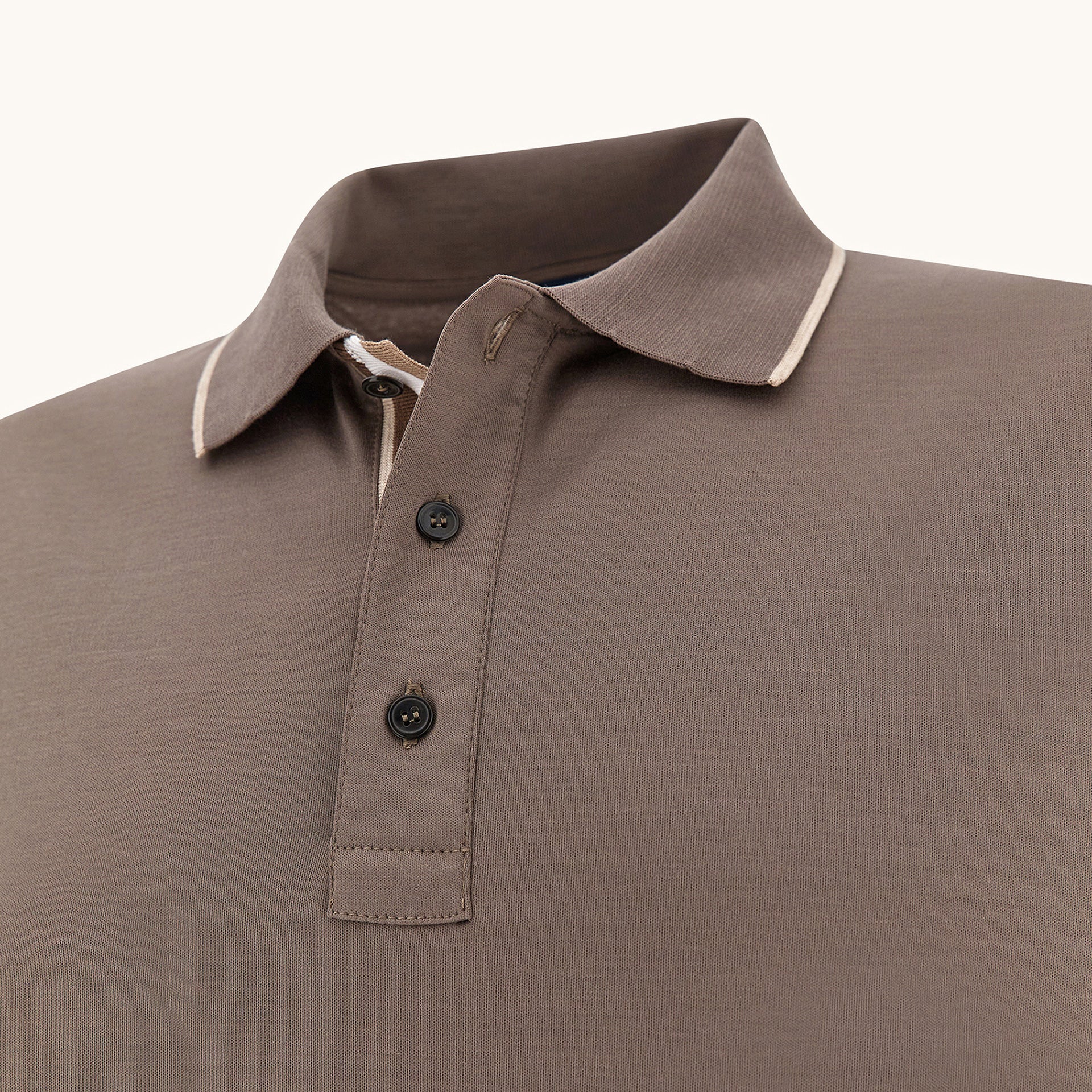 Brown Aqua Touch Knitted Cotton Polo Shirt w/ Striped Details - Paul & Shark - Boutique Jacques International