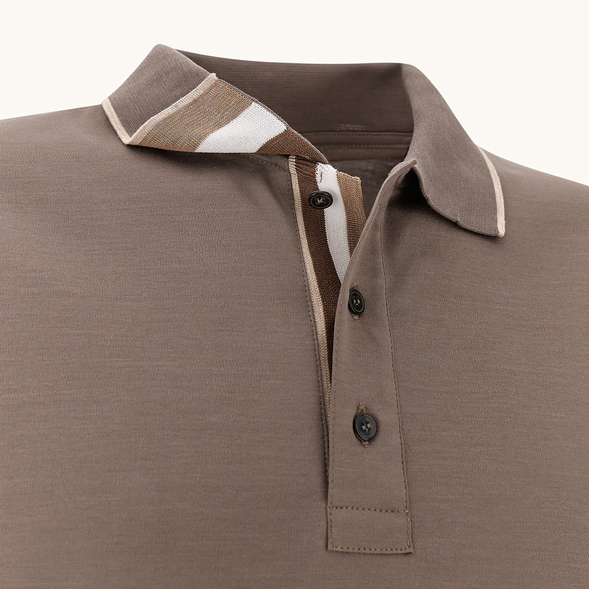 Brown Aqua Touch Knitted Cotton Polo Shirt w/ Striped Details - Paul & Shark - Boutique Jacques International