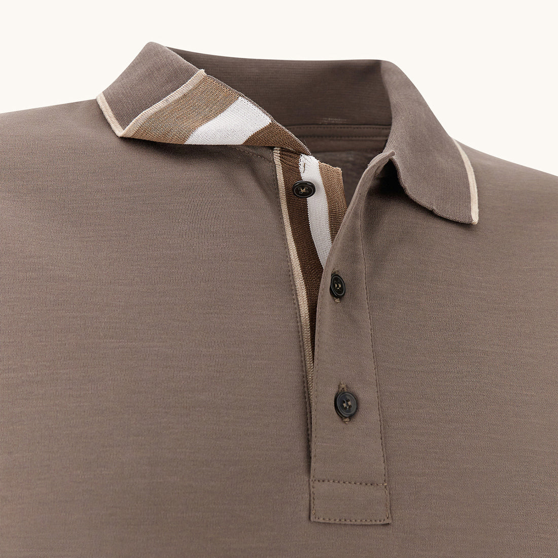 Brown Aqua Touch Knitted Cotton Polo Shirt w/ Striped Details - Paul & Shark - Boutique Jacques International