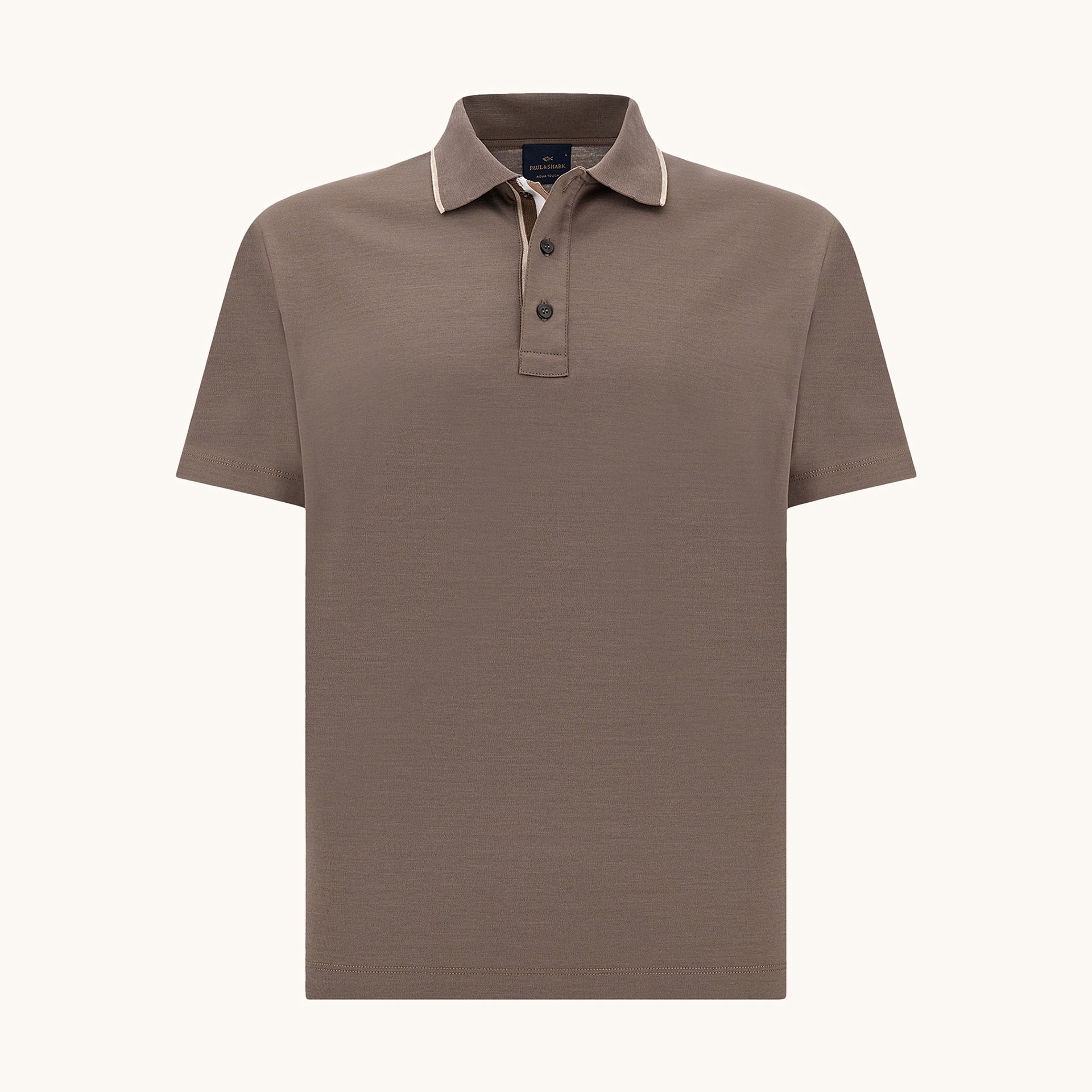 Brown Aqua Touch Knitted Cotton Polo Shirt w/ Striped Details - Paul & Shark - Boutique Jacques International