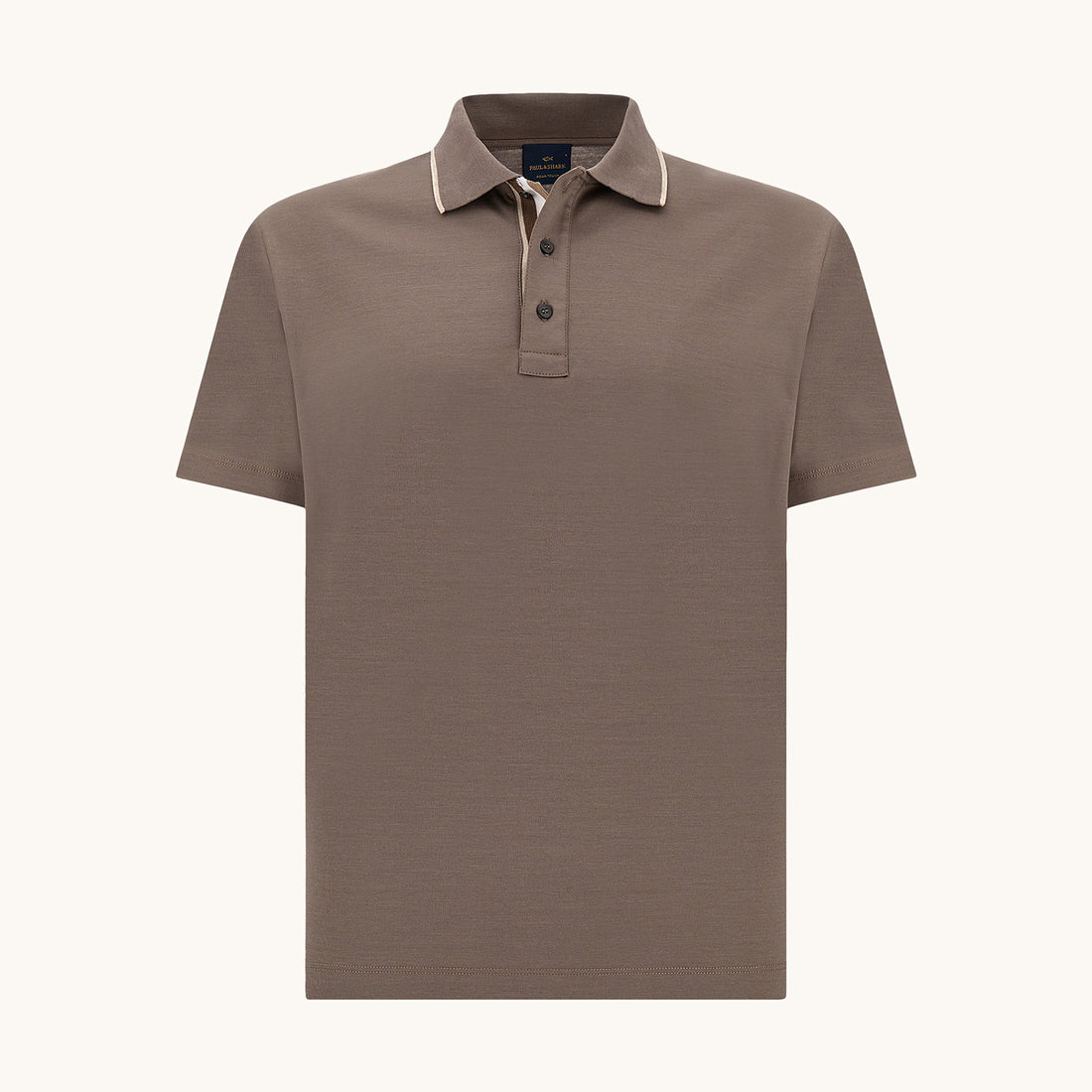 Brown Aqua Touch Knitted Cotton Polo Shirt w/ Striped Details - Paul & Shark - Boutique Jacques International