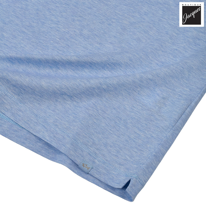 Light Blue Double-Mercerized Cotton Zip Polo with Linen Trims - Paul & Shark - Boutique Jacques International