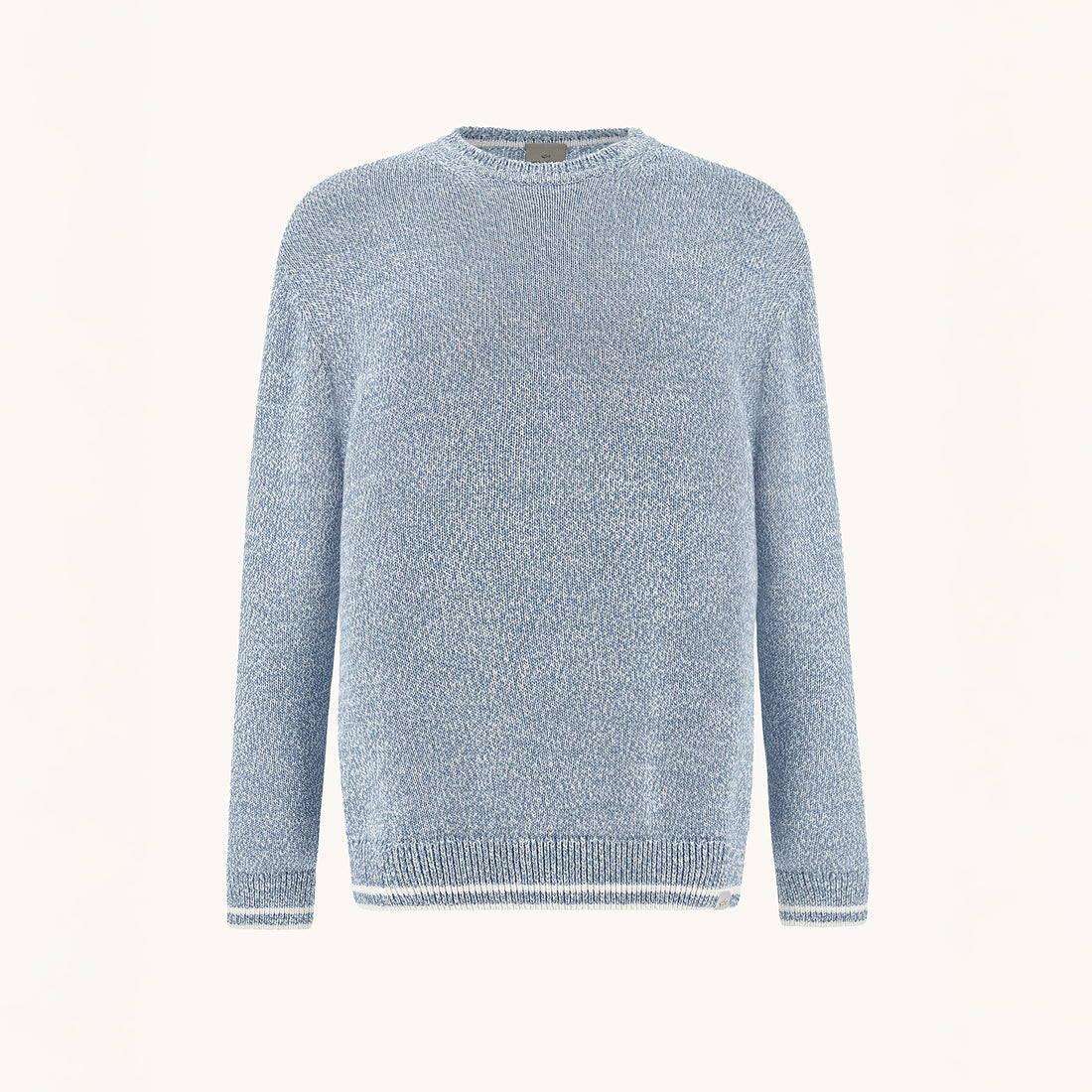 Light Blue Mélange Piuma Cotton Knit Crew Neck - Paul & Shark (RIVIERA) - Boutique Jacques International