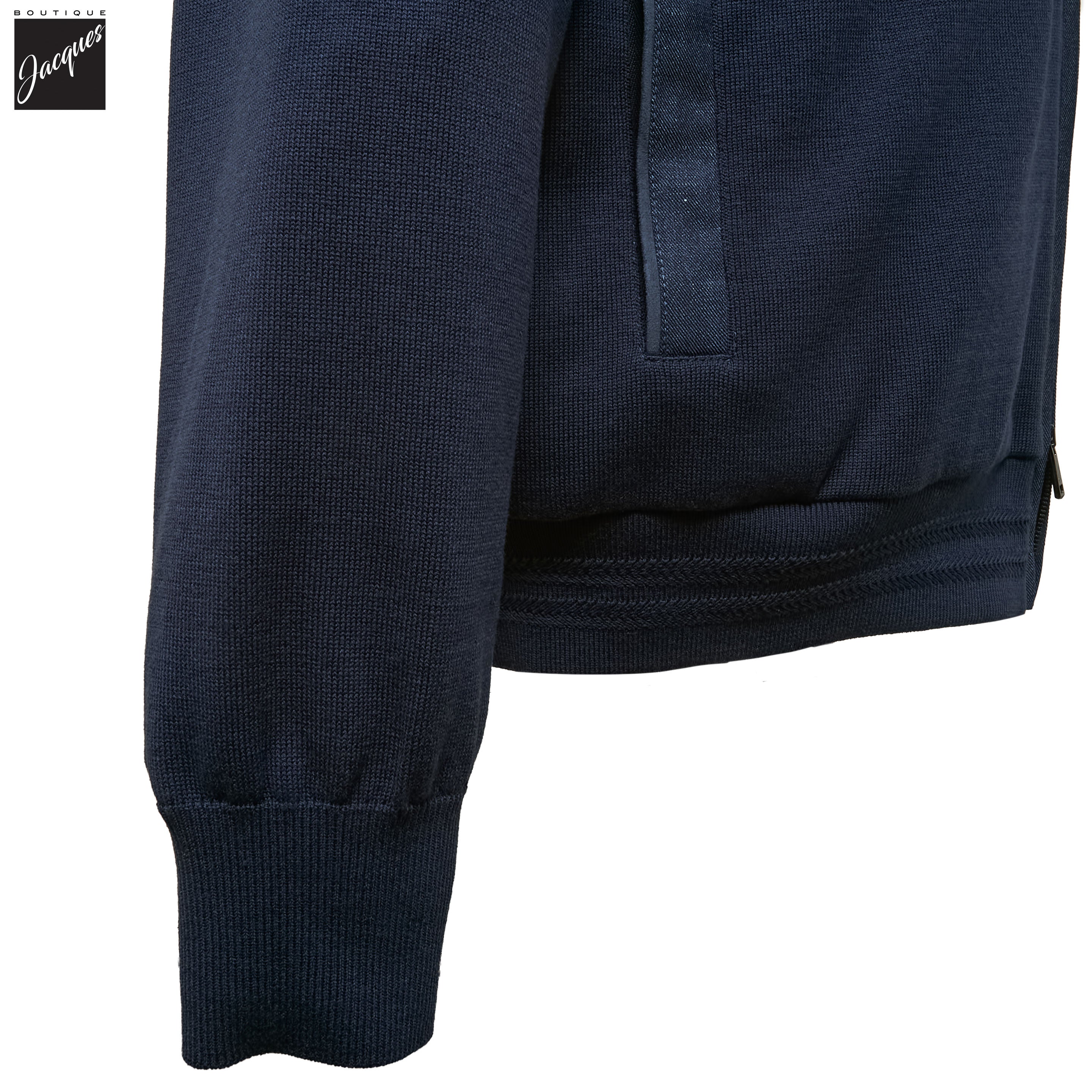 Blue Loro Piana Jersely Silk-Cotton Zipped Hybrid Jacket - PAUL & SHARK - Boutique Jacques International