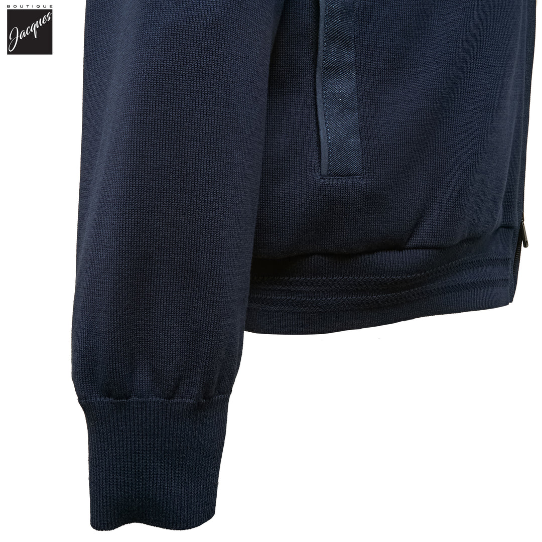 Blue Loro Piana Jersely Silk-Cotton Zipped Hybrid Jacket - PAUL & SHARK - Boutique Jacques International