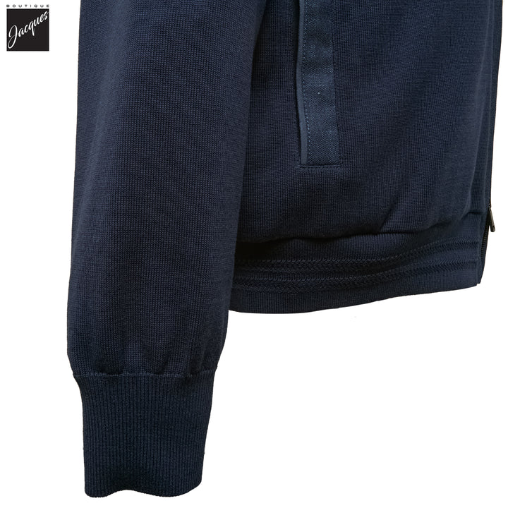 Blue Loro Piana Jersely Silk-Cotton Zipped Hybrid Jacket - PAUL & SHARK - Boutique Jacques International
