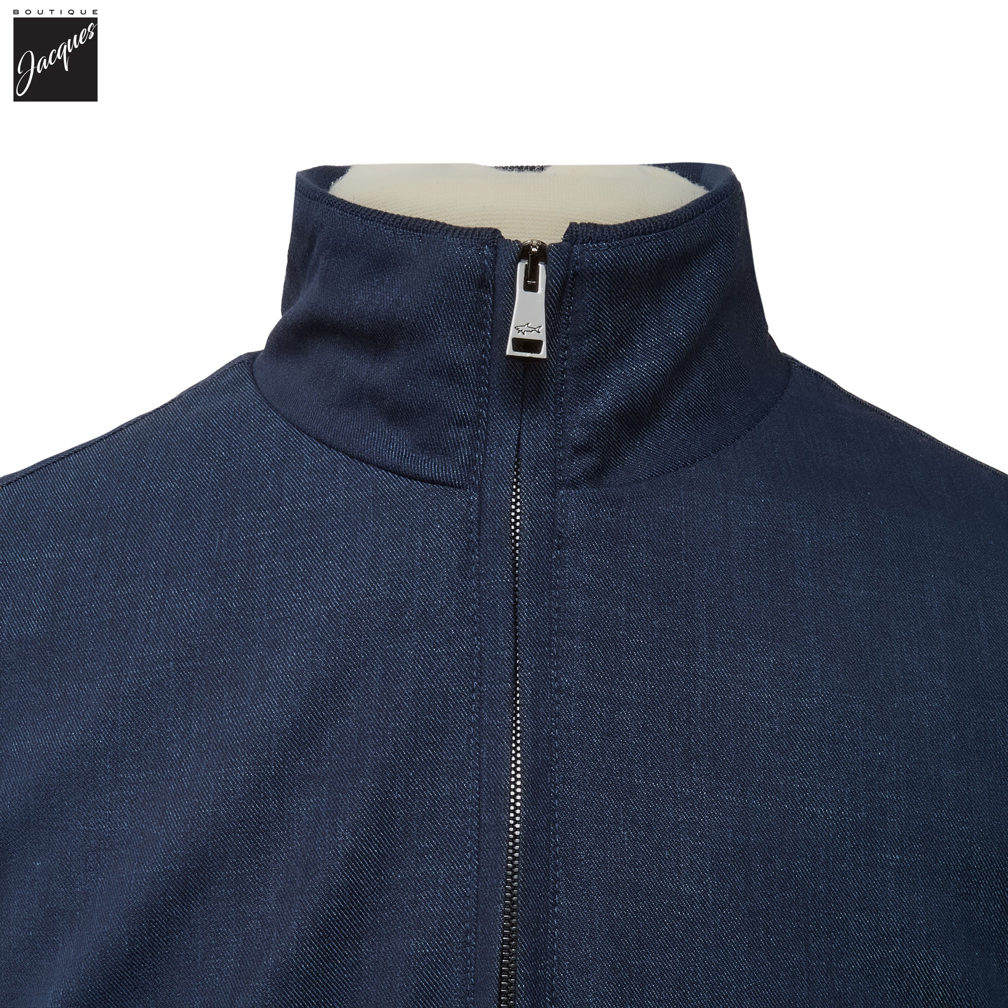 Blue Loro Piana Jersely Silk-Cotton Zipped Hybrid Jacket - PAUL & SHARK - Boutique Jacques International
