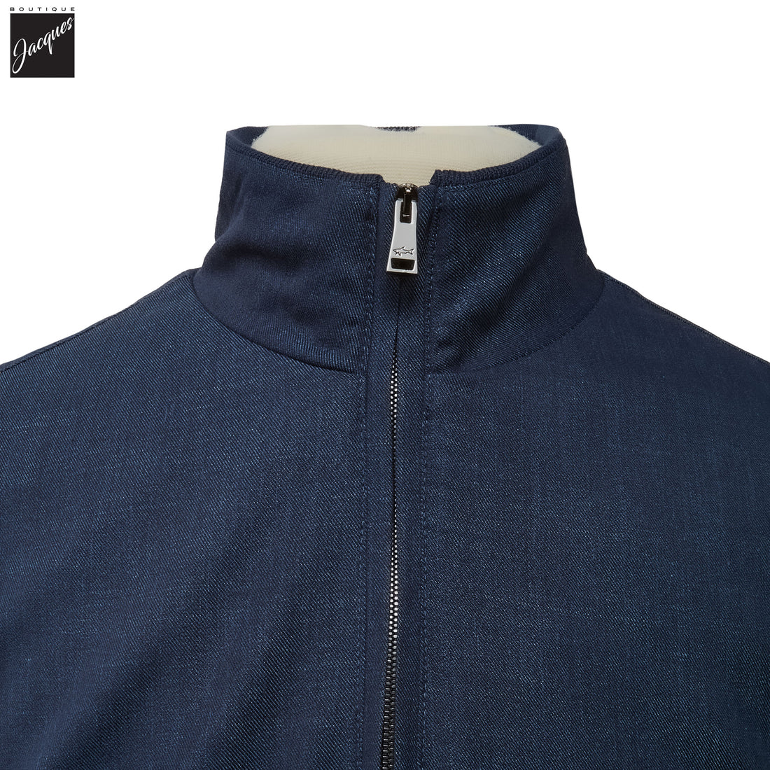 Blue Loro Piana Jersely Silk-Cotton Zipped Hybrid Jacket - PAUL & SHARK - Boutique Jacques International