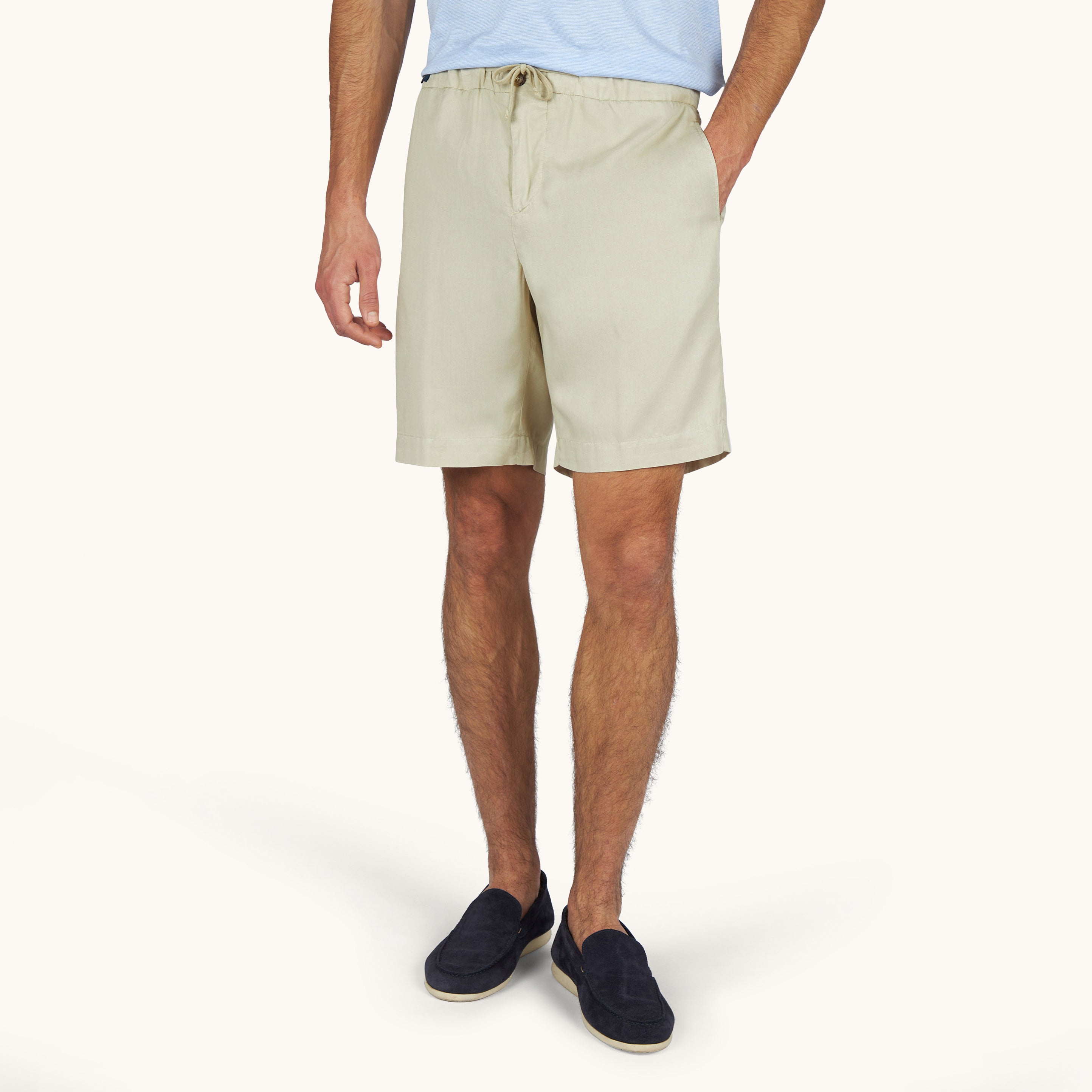 Beige XSoft Garment-Dyed Lyocell Bermuda Shorts w/ Drawstring - Paul & Shark - Boutique Jacques International