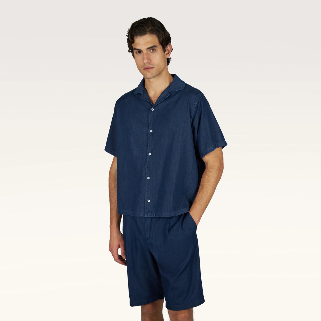 Denim Blue Lightweight Giza Cotton Chambray Bermuda Shorts - Paul & Shark - Boutique Jacques International