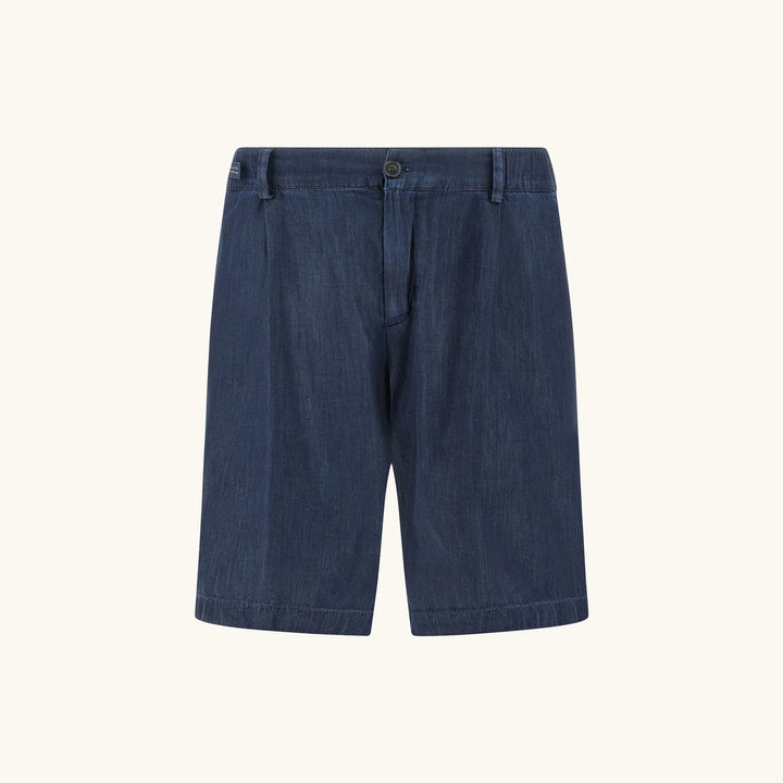 Denim Blue Lightweight Giza Cotton Chambray Bermuda Shorts - Paul & Shark - Boutique Jacques International