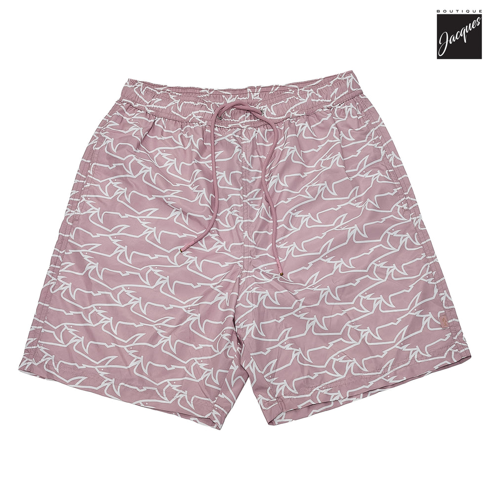 Shark Print Portofino Dusty Rose Swim Shorts - Paul & Shark - Boutique Jacques International