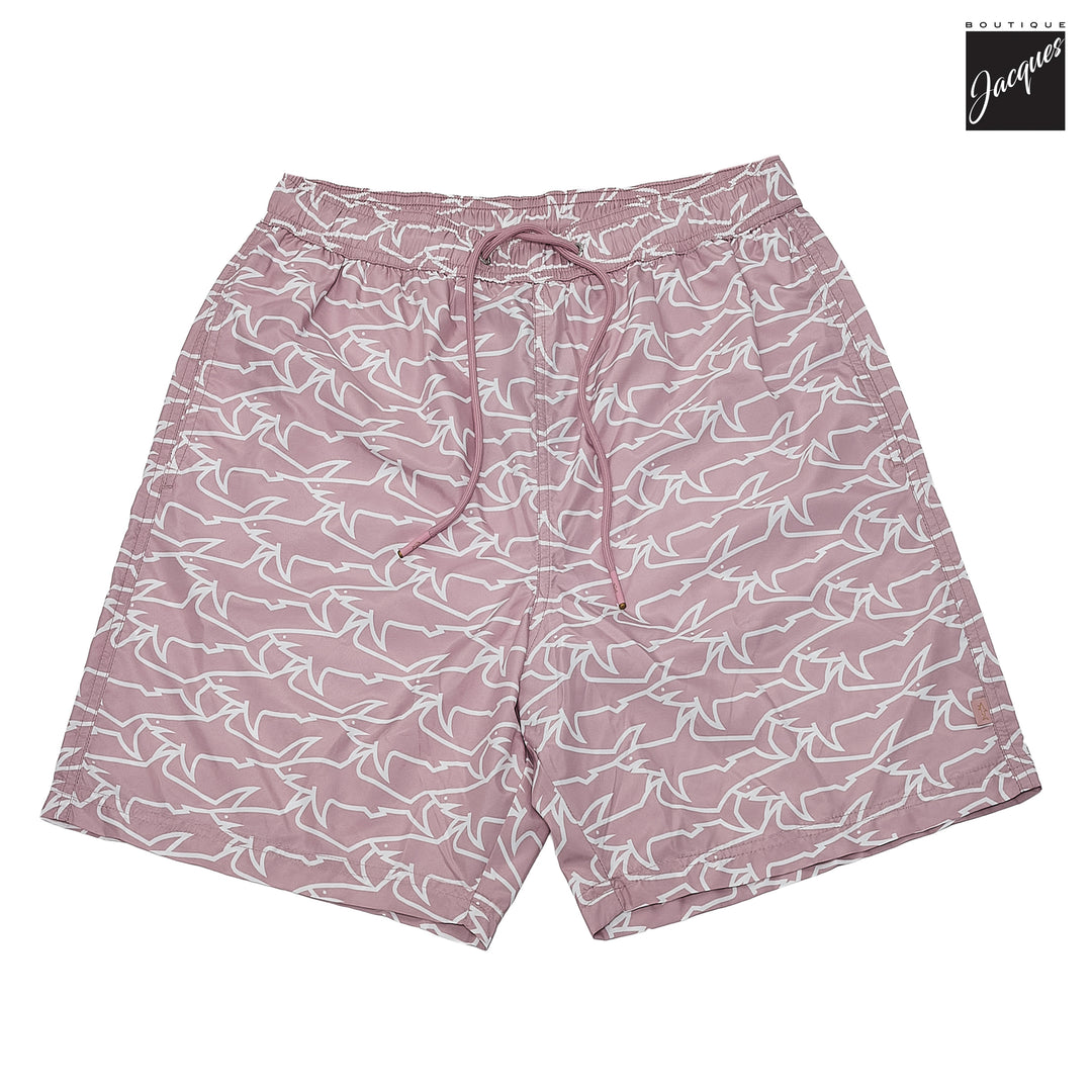 Shark Print Portofino Dusty Rose Swim Shorts - Paul & Shark - Boutique Jacques International