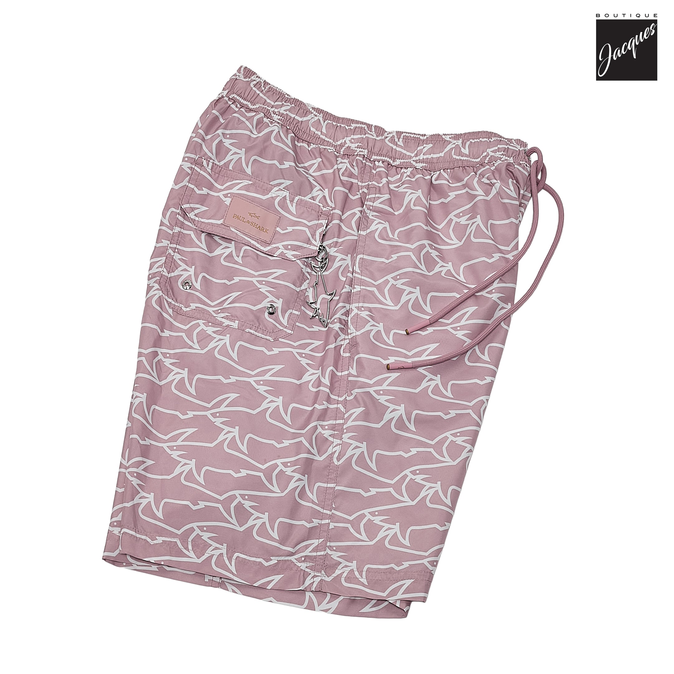 Shark Print Portofino Dusty Rose Swim Shorts - Paul & Shark - Boutique Jacques International