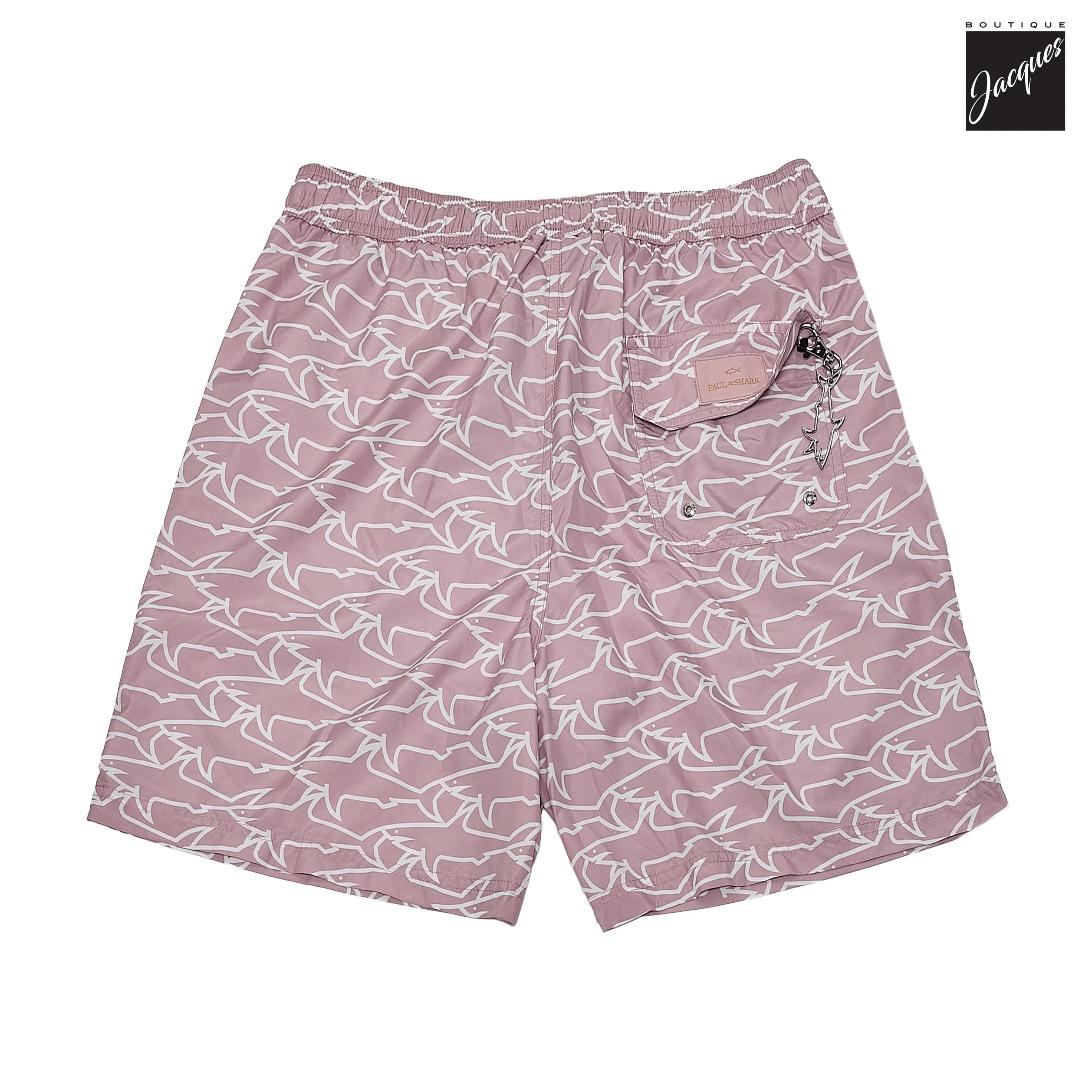 Shark Print Portofino Dusty Rose Swim Shorts - Paul & Shark - Boutique Jacques International