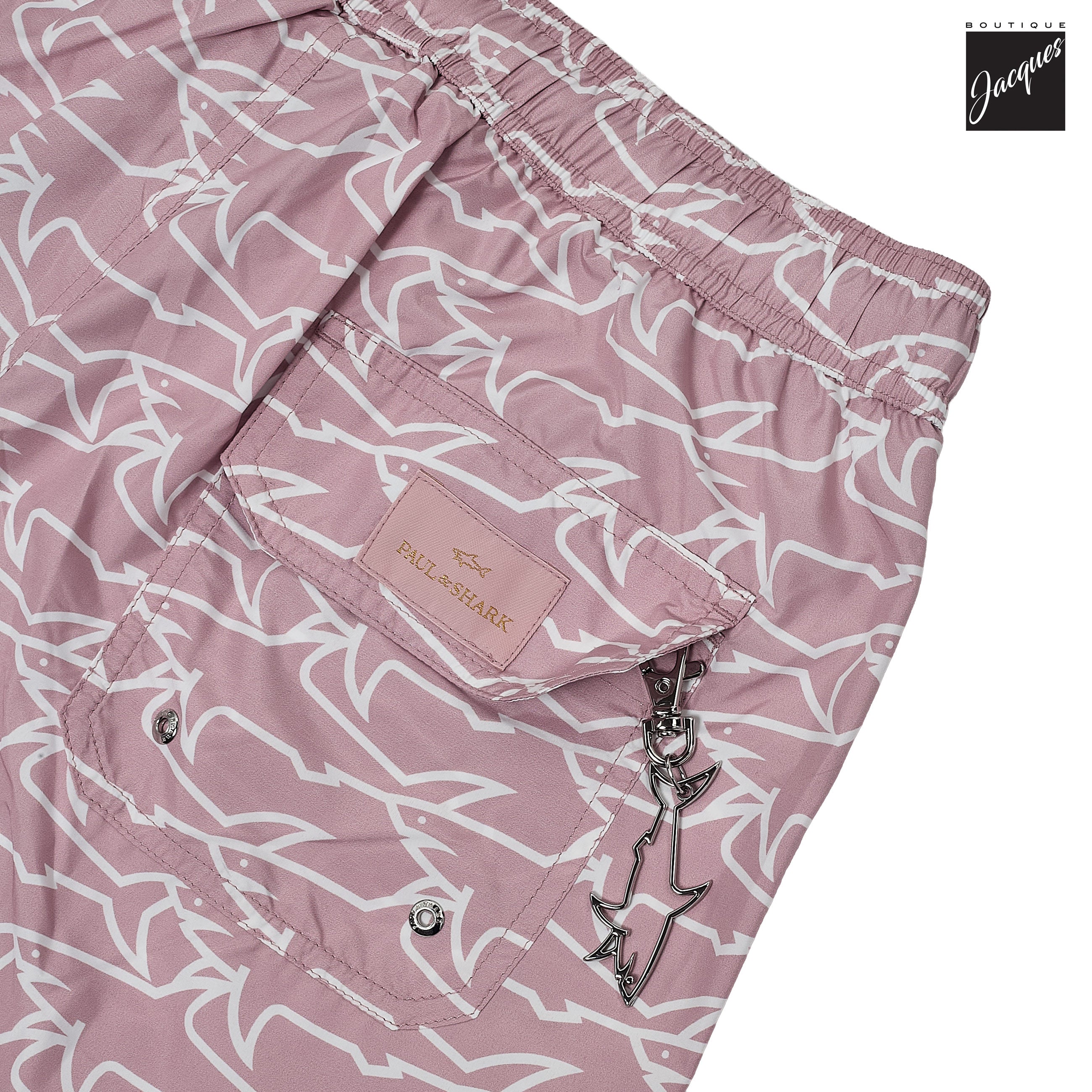 Shark Print Portofino Dusty Rose Swim Shorts - Paul & Shark - Boutique Jacques International