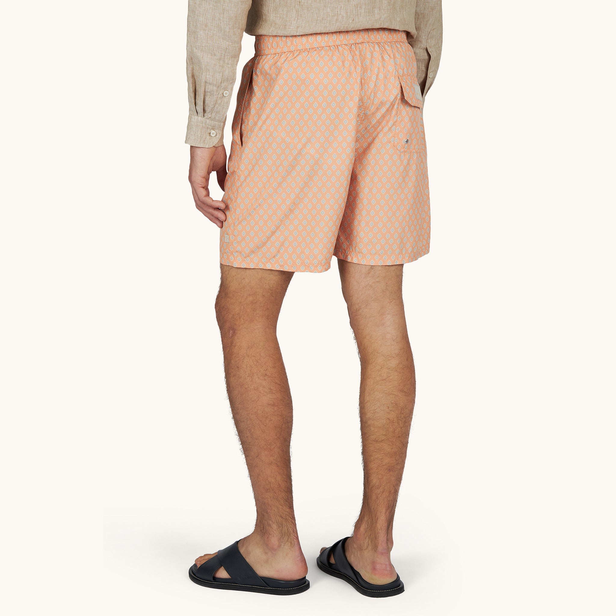 Orange Peach Floral Diamond Portofino Swim Shorts - Paul & Shark - Boutique Jacques International