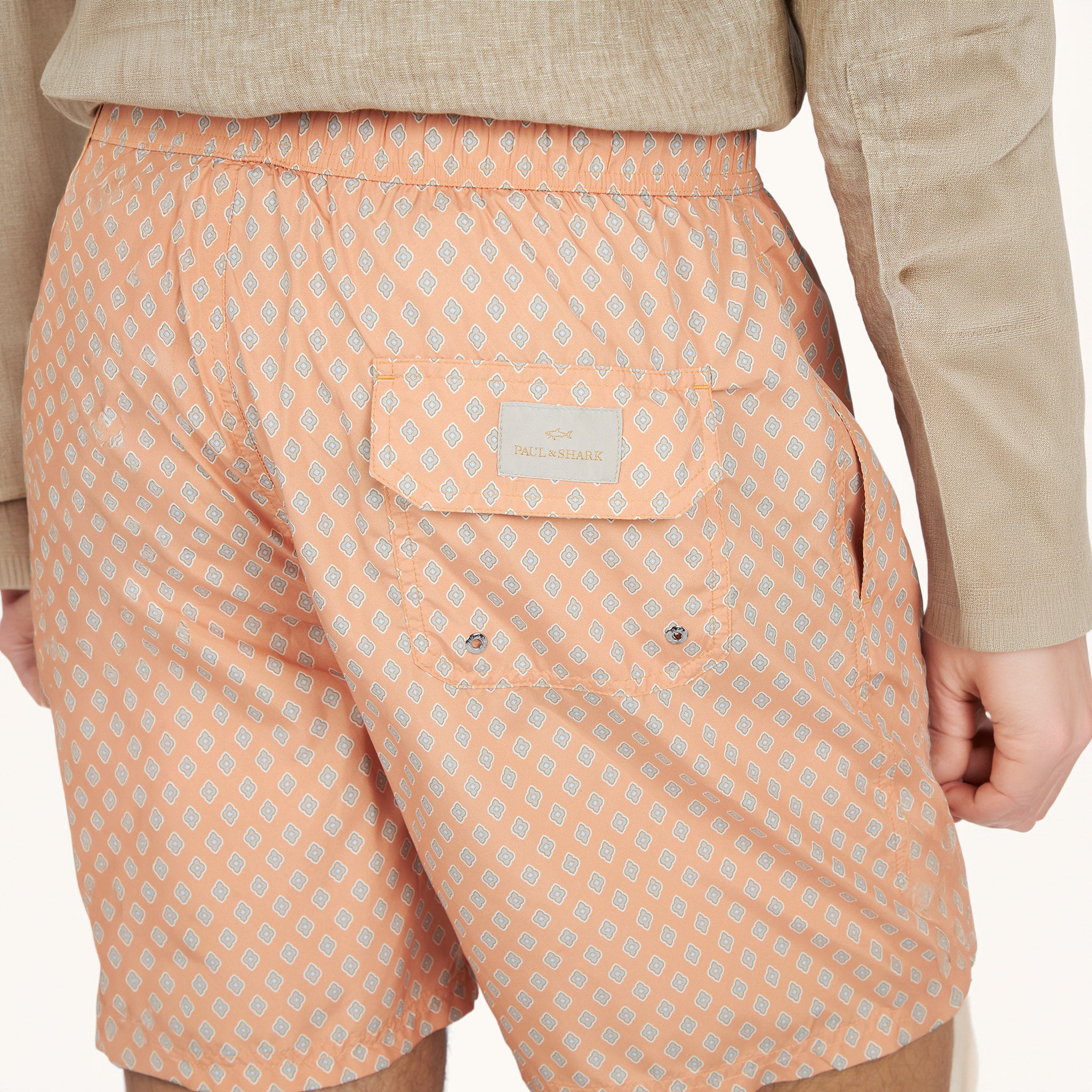 Orange Peach Floral Diamond Portofino Swim Shorts - Paul & Shark - Boutique Jacques International