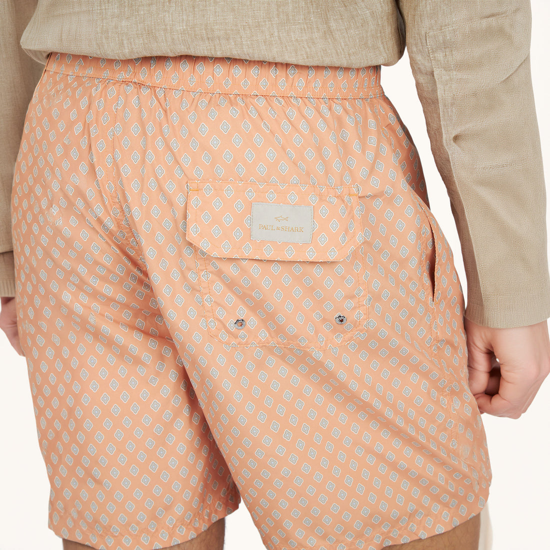Orange Peach Floral Diamond Portofino Swim Shorts - Paul & Shark - Boutique Jacques International