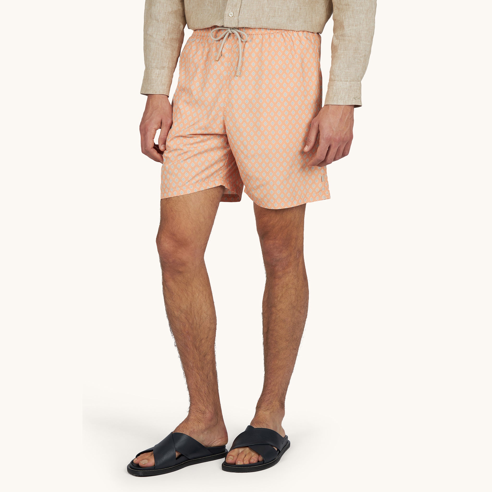 Orange Peach Floral Diamond Portofino Swim Shorts - Paul & Shark - Boutique Jacques International