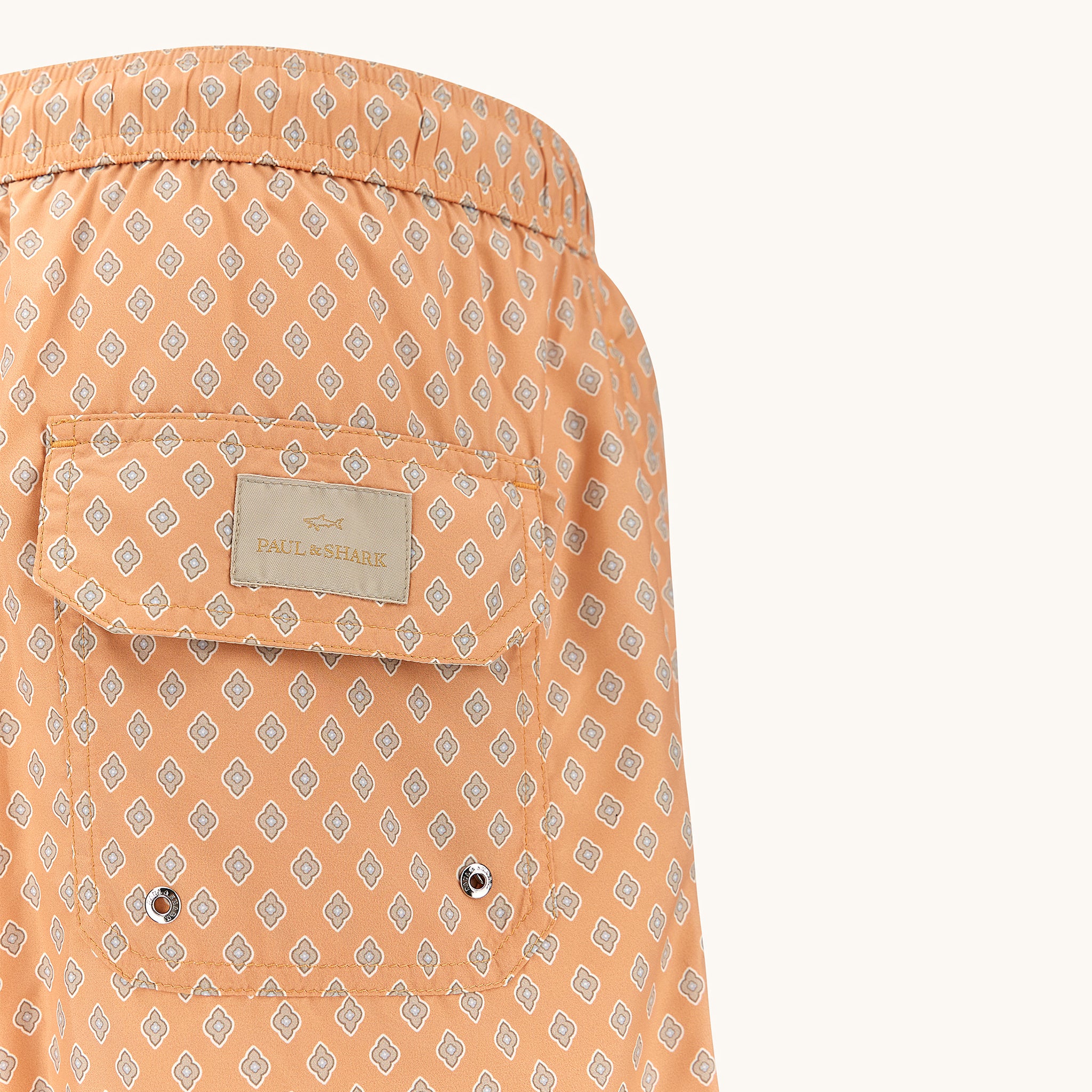 Orange Peach Floral Diamond Portofino Swim Shorts - Paul & Shark - Boutique Jacques International