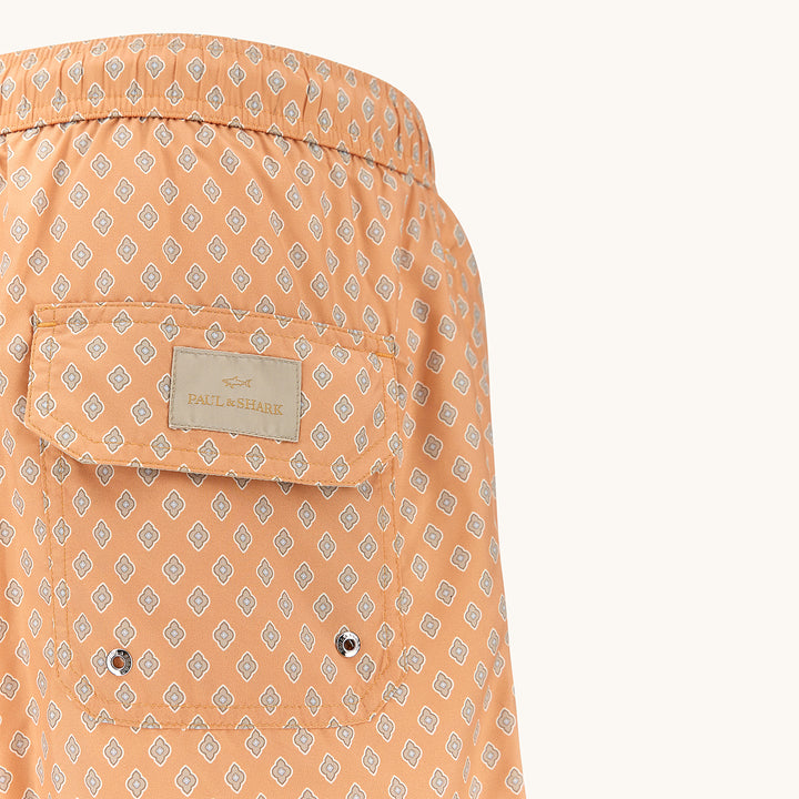 Orange Peach Floral Diamond Portofino Swim Shorts - Paul & Shark - Boutique Jacques International