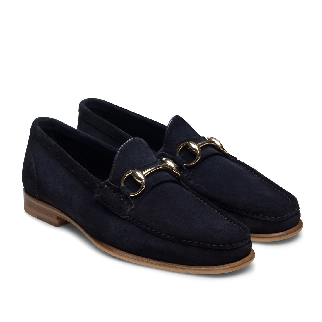 Navy Giancarlo Moc-Toe Horsebit Suede Loafers - Magnanni - Boutique Jacques International