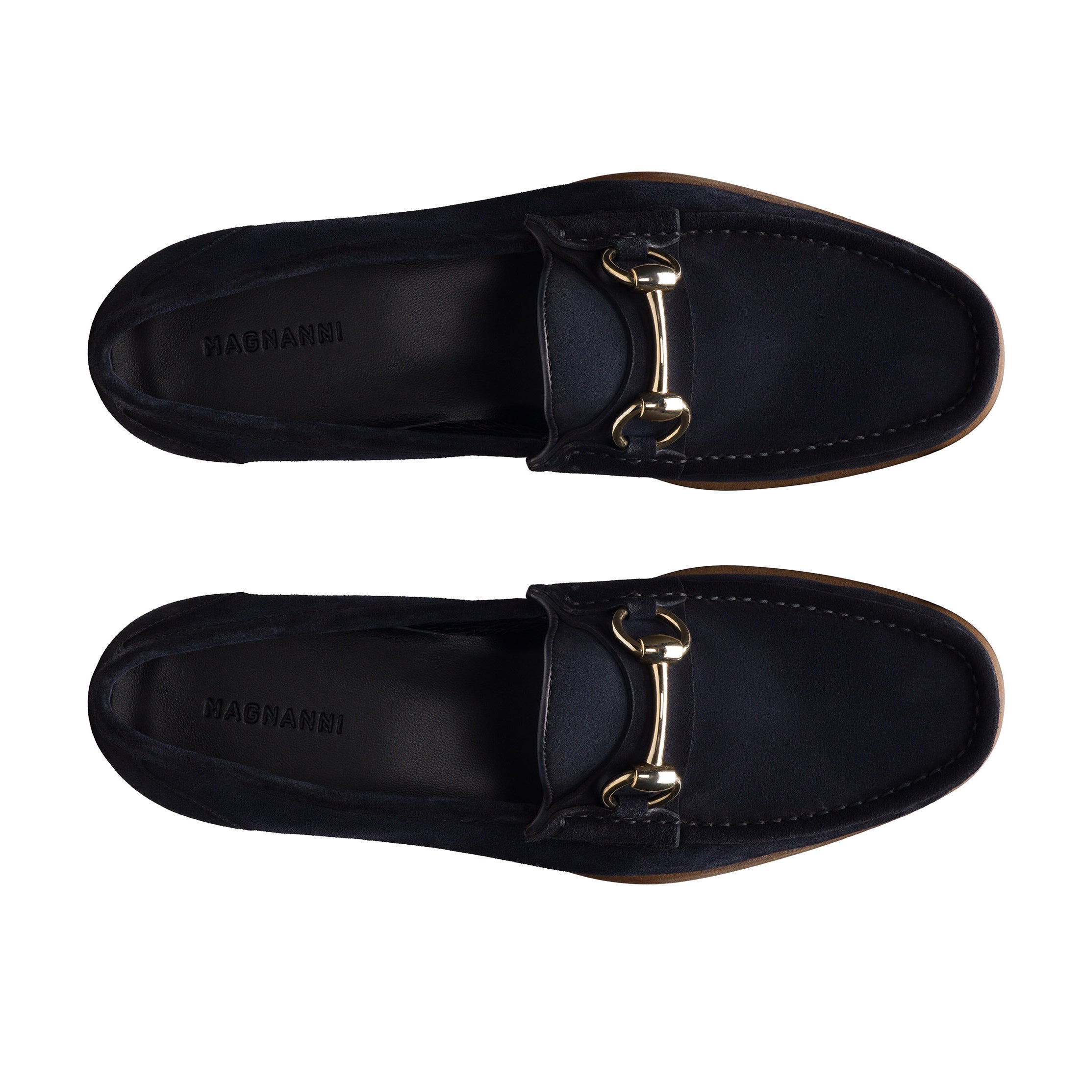 Navy Giancarlo Moc-Toe Horsebit Suede Loafers - Magnanni - Boutique Jacques International